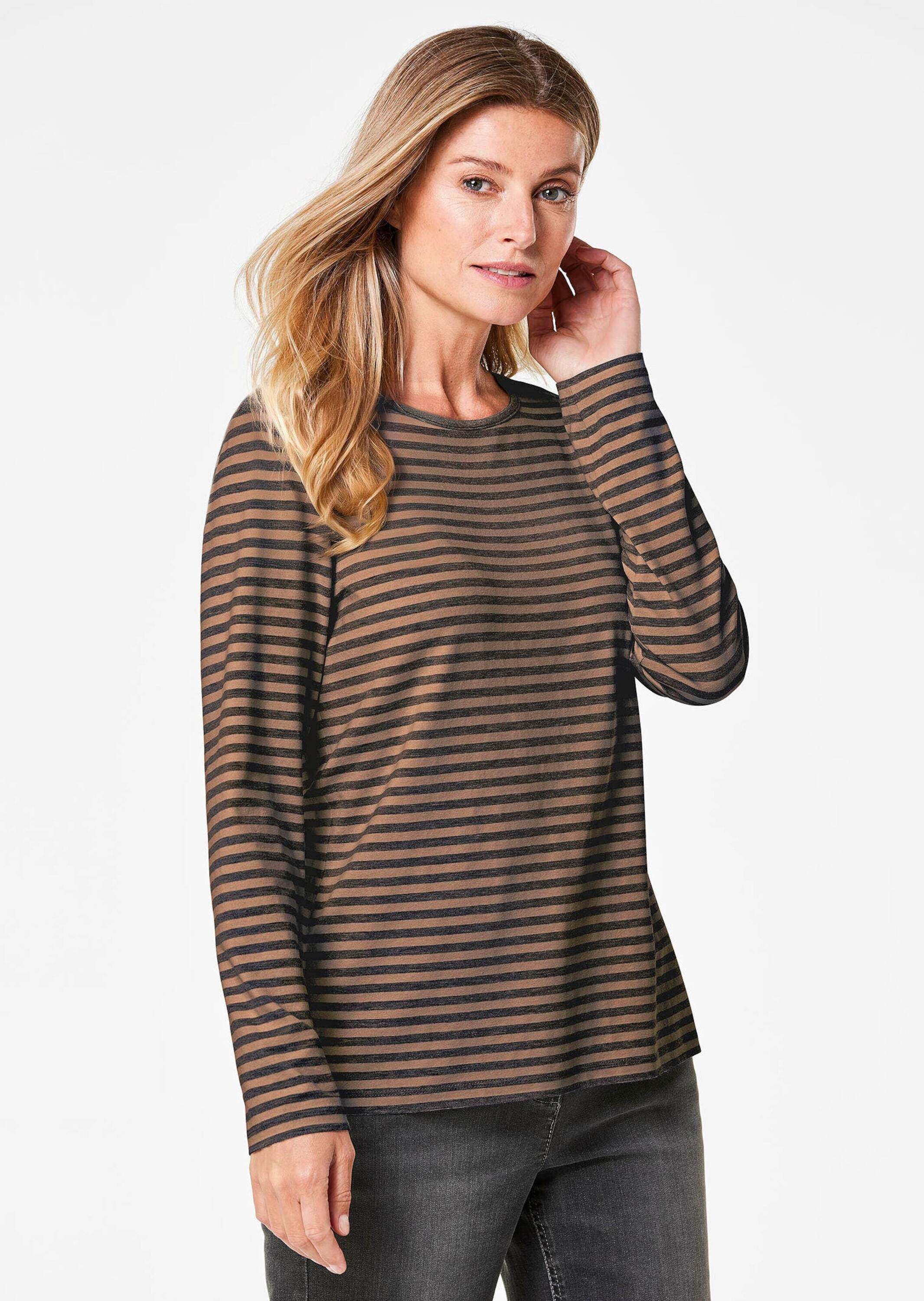 GOLDNER Longpullover »Kurzgröße Ringelshirt mit U-Boot-Ausschnitt«