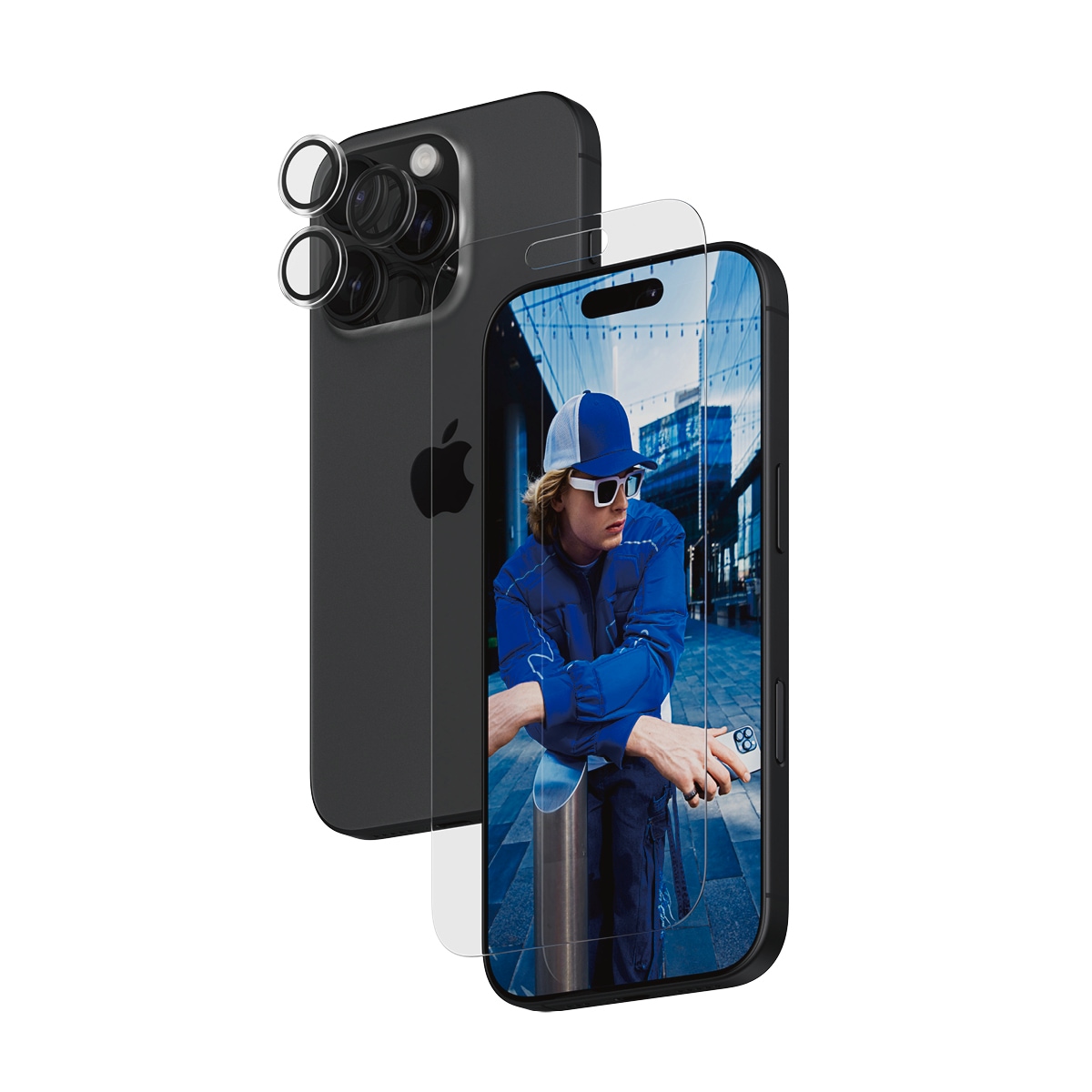 PanzerGlass Displayschutzglas »2-in-1 Protection, Glass, Lens Protector«, für Apple iPhone 16 Pro, Displayschutzfolie, Schutzfolie, Bildschirmschutz, kratz- & stoßfest