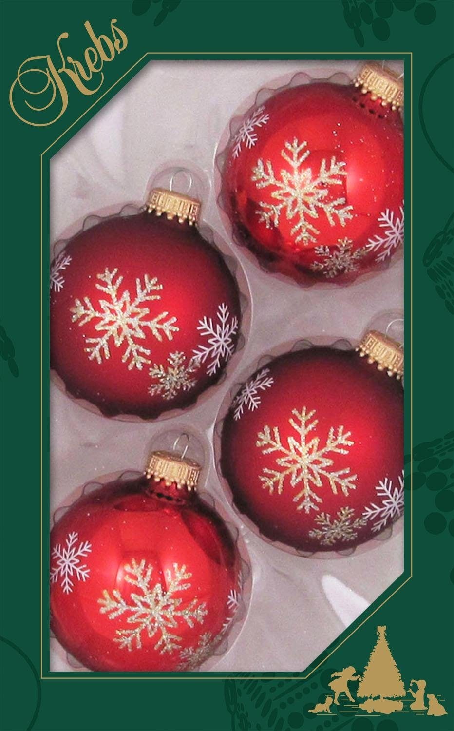 Weihnachtsbaumkugel »Schneestern, Weihnachtsdeko rot, Christbaumschmuck«, (Set, 4...