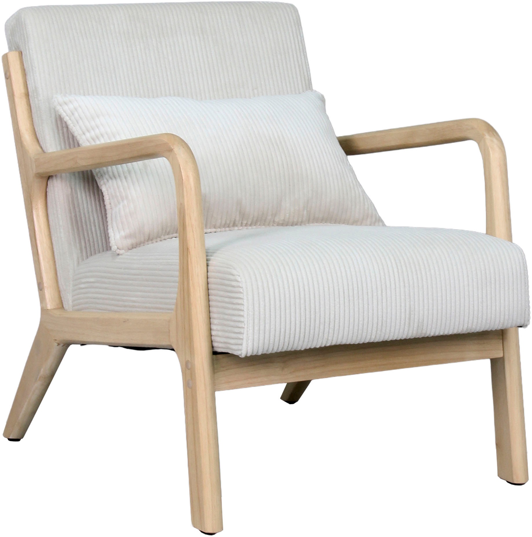 byLIVING Sessel »NOHR« Grob-Cord, Gestell Massivholz Rubberwood, Separates Zierkissen