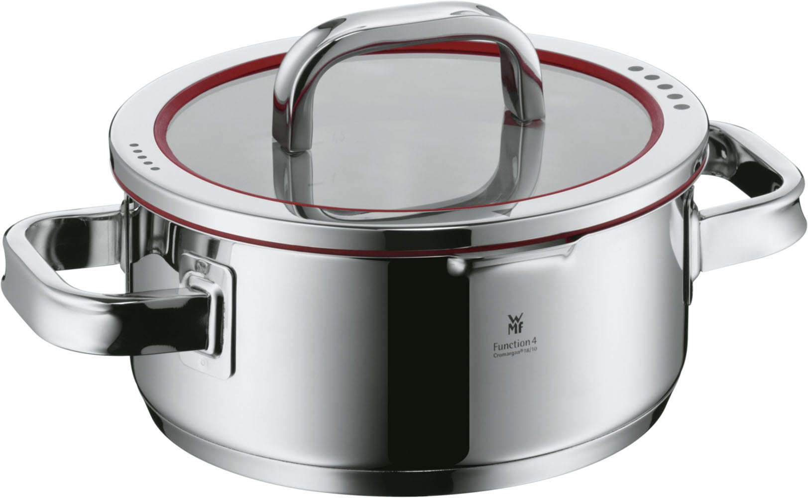 WMF Topf-Set »Function 4 Induktion, Glasdeckel mit 4 Abgießfunktionen« Set, 8 Stk. tlg. Cromargan® Edelstahl Rostfrei 18/10