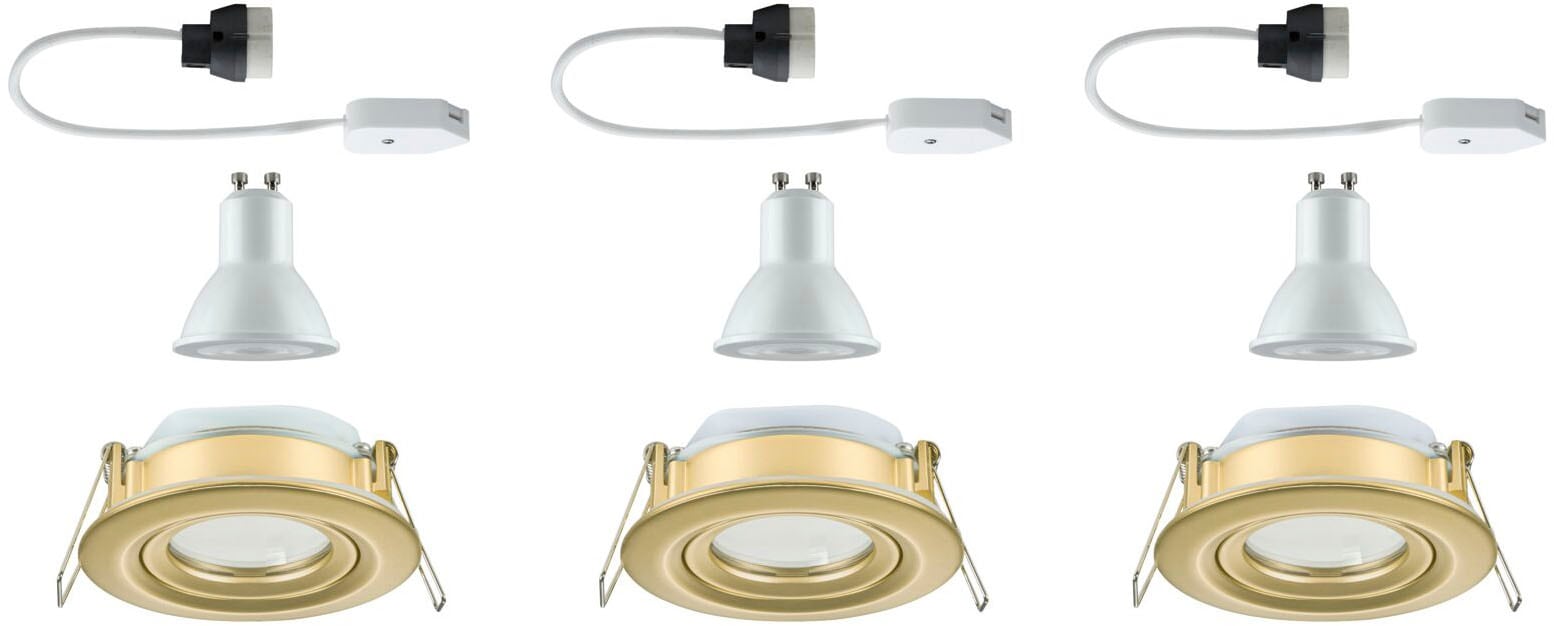 Paulmann LED Einbauleuchte »LED Einbauleuchte Nova Plus IP65 rund 93mm 30° dimmbar Gold matt« GU10 3 Stk. Warmweiß