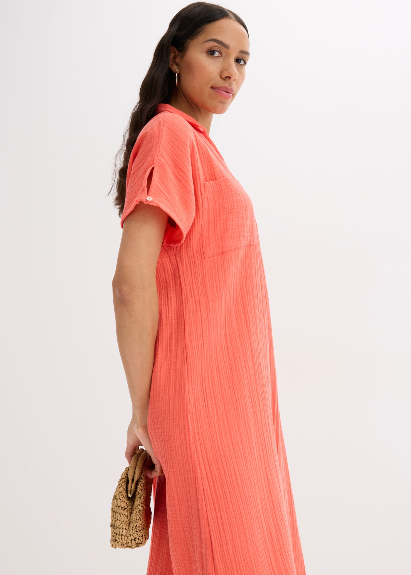 bonprix Tunikakleid Oversize-Passform, Kaftan-Schnitt, Kimonoärmel, aus Baumwolle