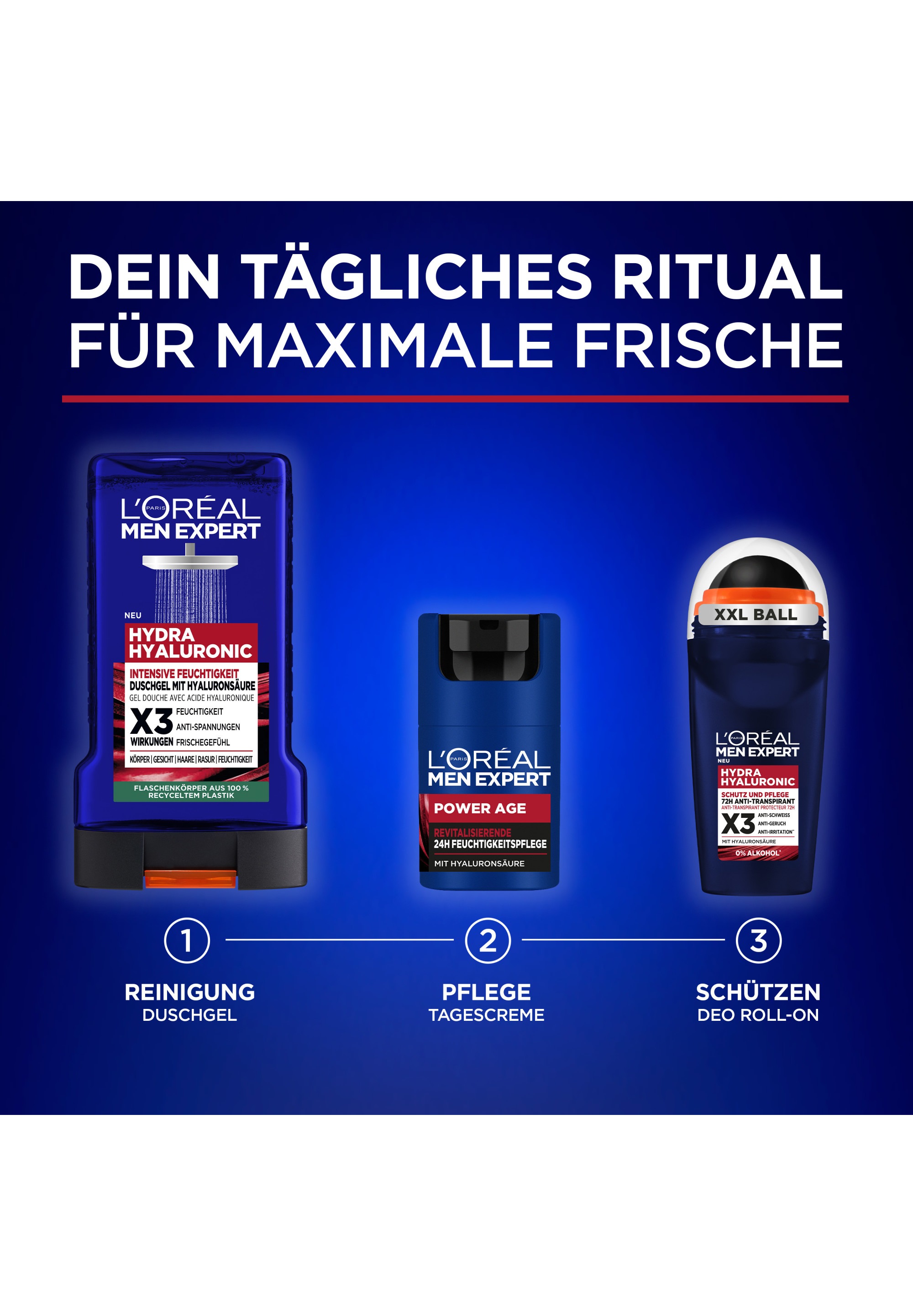 L'ORÉAL PARIS MEN EXPERT Deo-Roller »L'Oréal Men Expert Hydra Hyaluronic Anti-Transpirant Roll On 6er Pack«