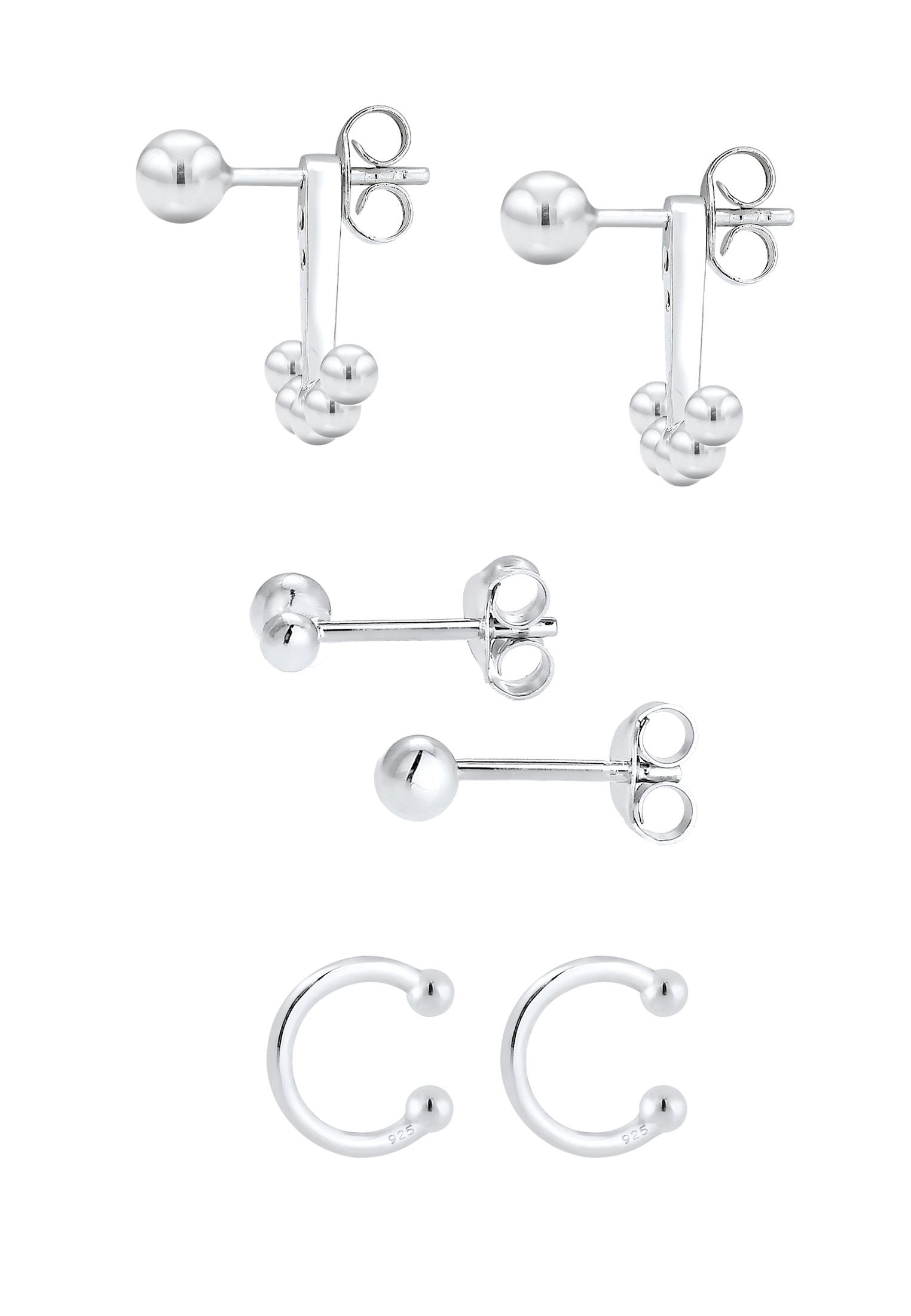Elli Ohrstecker-Set »Ohrringe Ear Jacket Stecker Kugeln (3 tlg) 925 Silber«