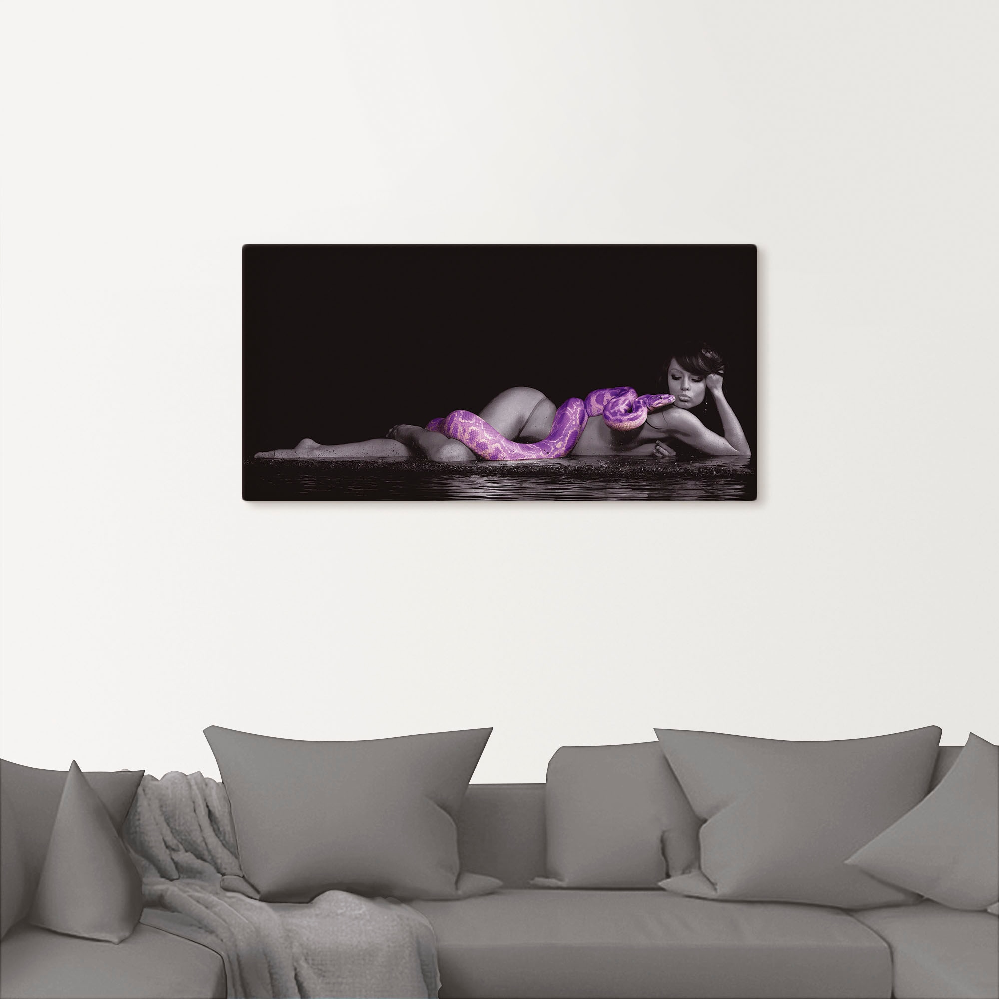 Artland Leinwandbild »Frau in Wasser liegend mit Python« Frau 1 Stk. tlg. auf Holzrahmen gespannt