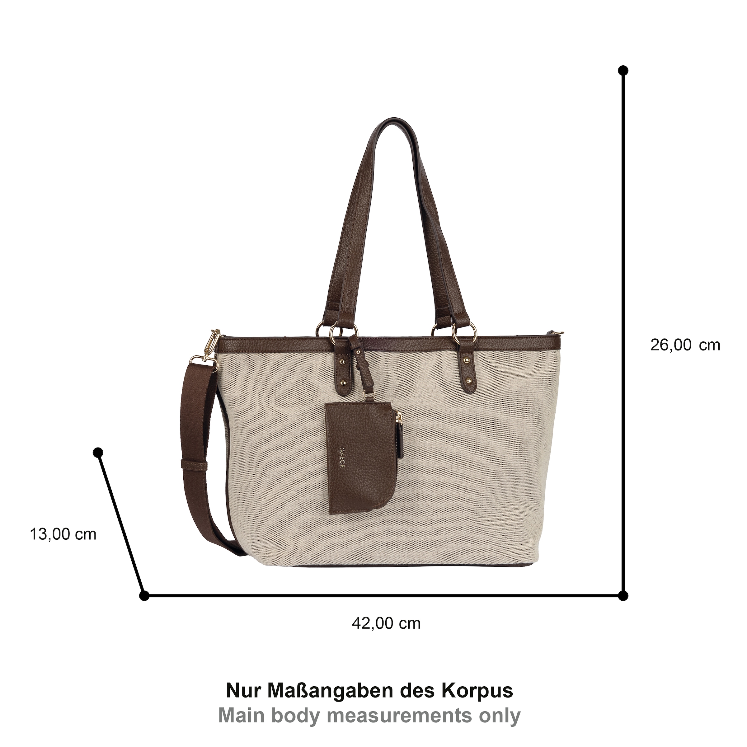 Gabor Shopper »Sibylla« Damen Umhängetasche mit glänzende Metalldetails & Gurtband