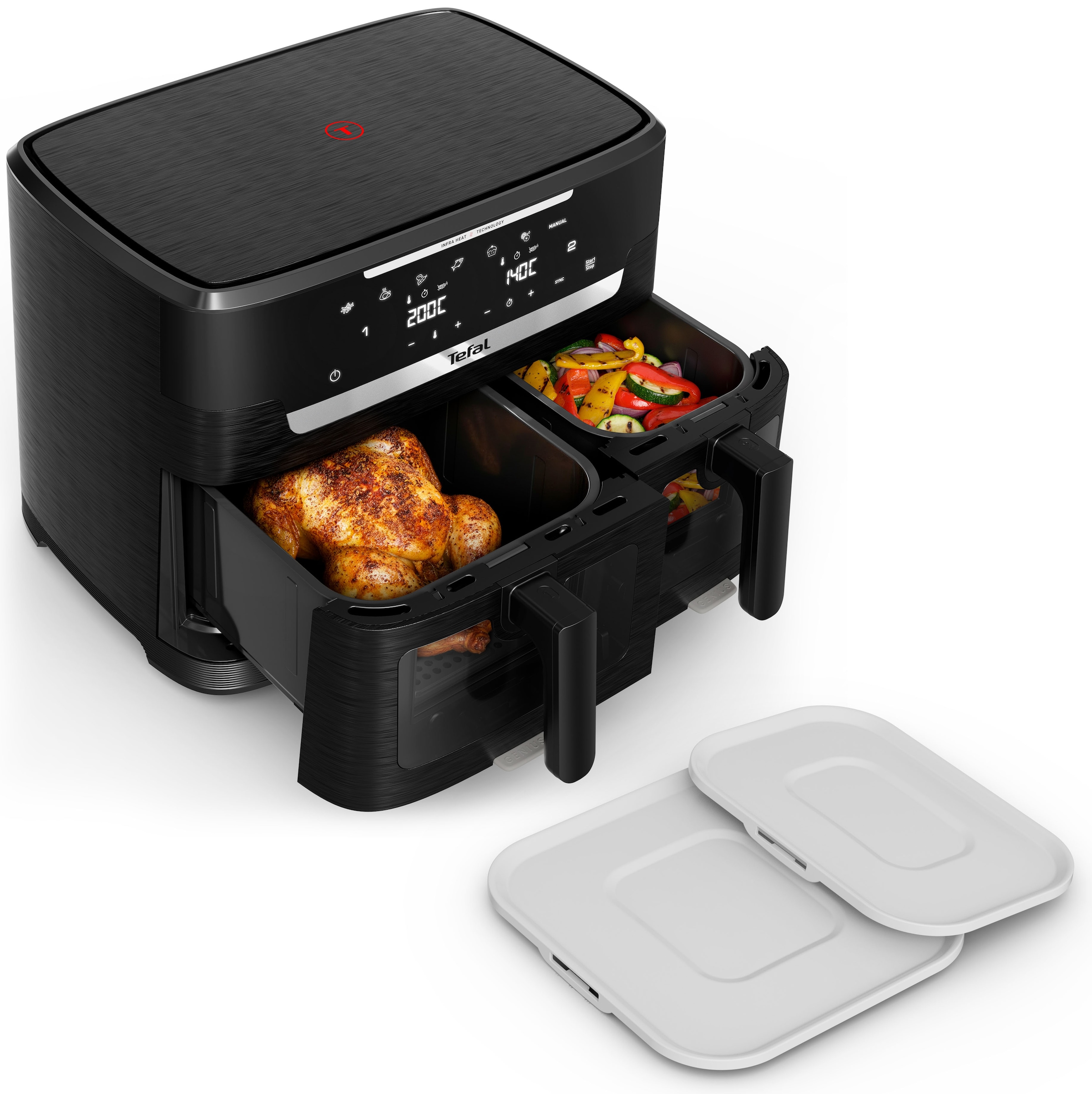 Tefal Heißluftfritteuse »Infra Heat Ever Fry XXL Dual« 2700 W 2 Garzonen, abnehmbare Frontblende, 7 Garprogramme, EY9488