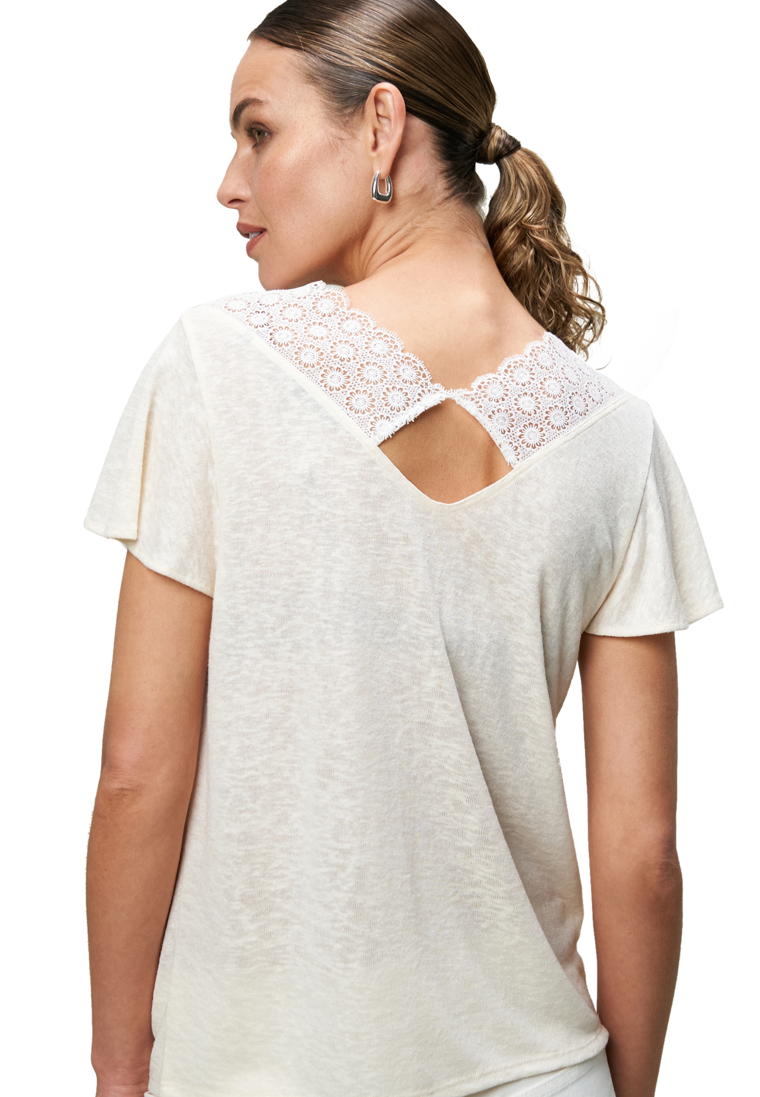 Zero T-Shirt »Shirt mit Häkeldetails«