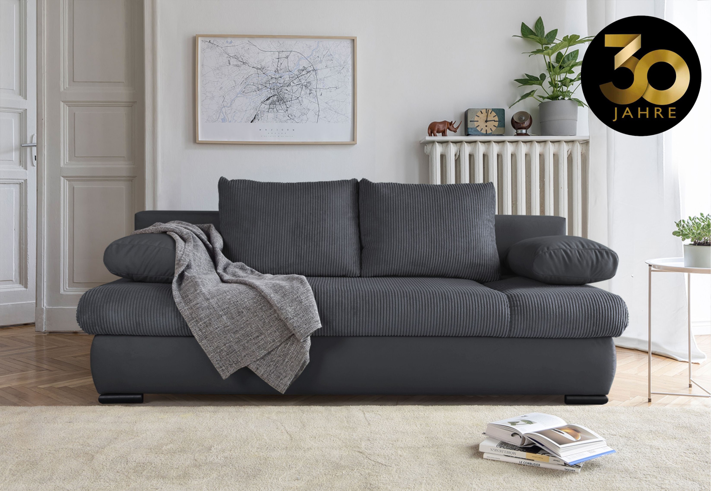 COLLECTION AB Schlafsofa »Chicago«, mit Bettfunktion und Bettkasten, im Cord-Samt Mix