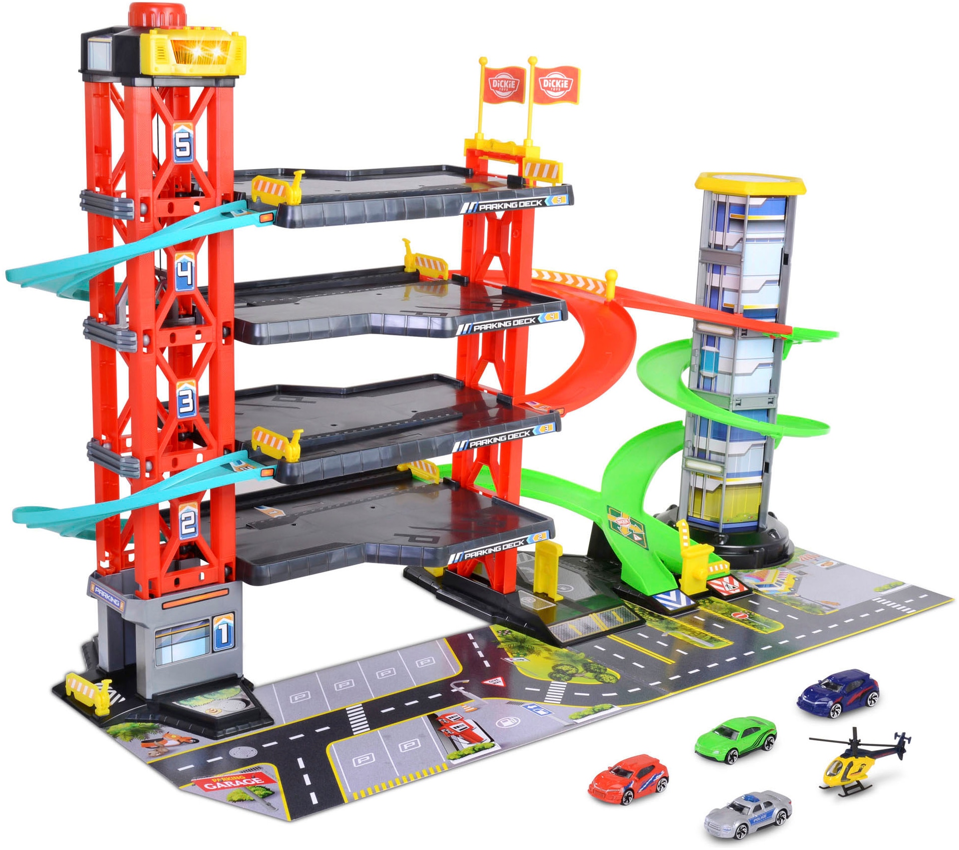 Dickie Toys Spiel-Parkgarage »Parking Garage«, inklusive 5 Fahrzeuge; mit Licht und Sound