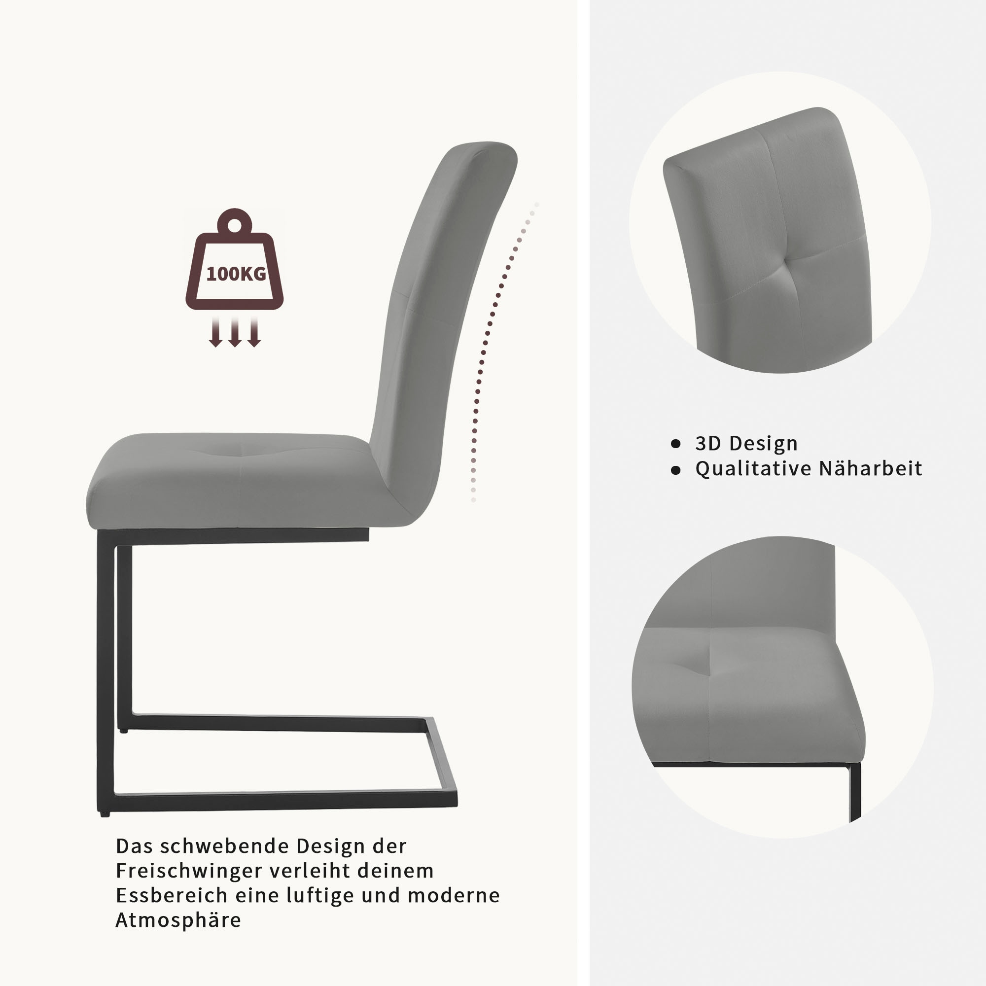 INOSIGN Esszimmerstuhl »Vendy« (Set) 2 Stk.mit verstellbaren Füßen und robustem, pulverbeschichtetem Gestell.
