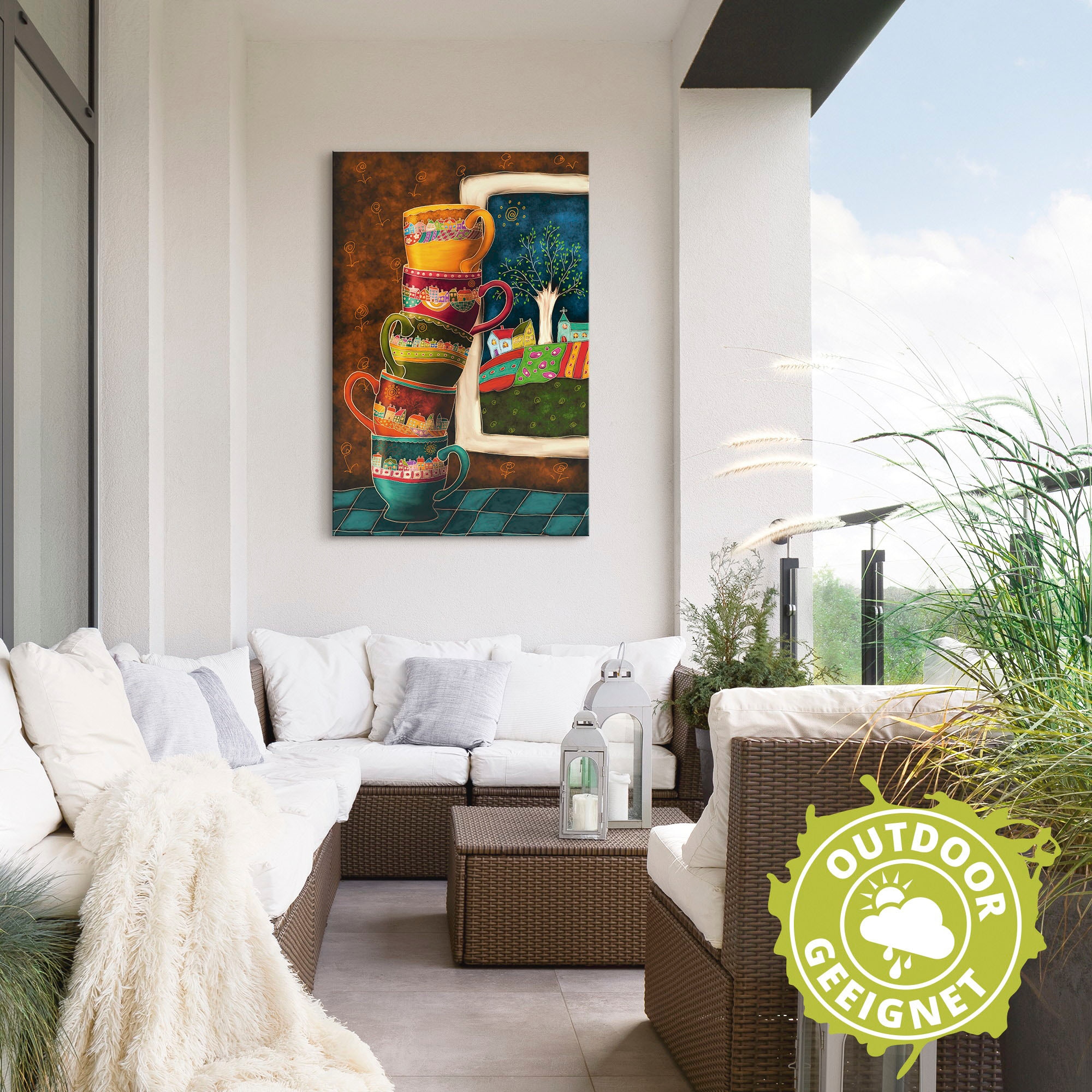 Artland Wandbild »Fröhliche Kaffeetassen« Getränke 1 Stk. tlg. als Alubild, Leinwandbild, Poster in verschied. Größen