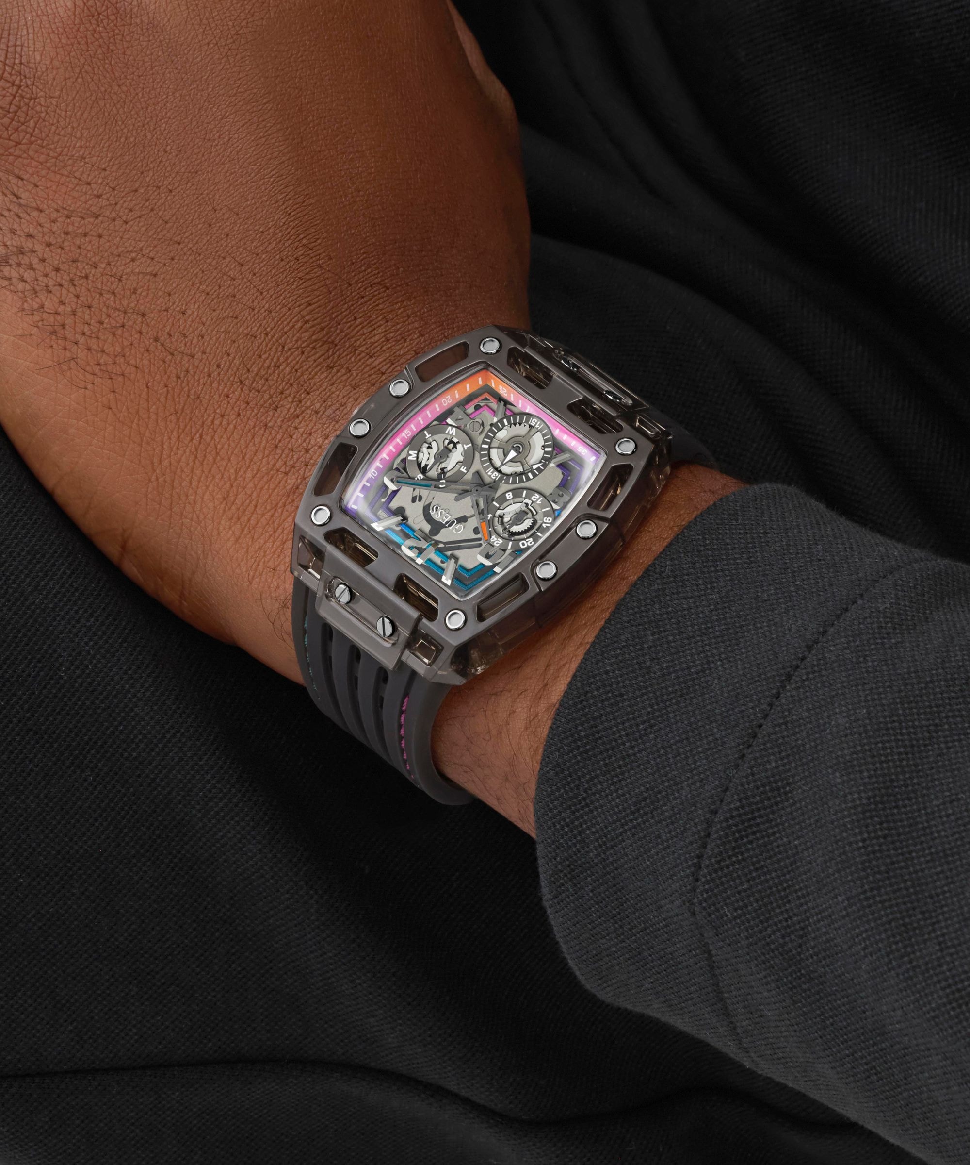 Guess Multifunktionsuhr »PHOENIX« Quarzuhr, Armbanduhr, Herrenuhr, Silikonarmband, analog, Wochentag
