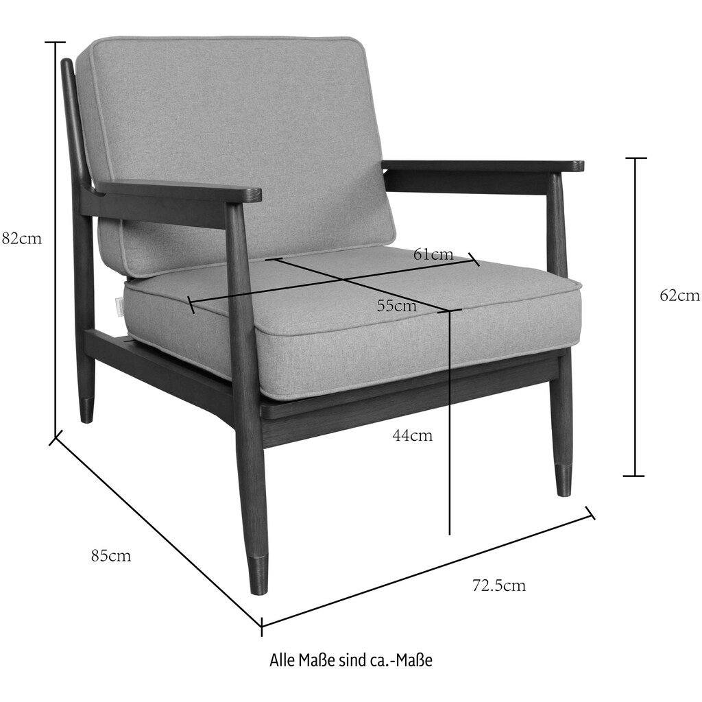 Guido Maria Kretschmer Home&Living Sessel »Talin«, Eichenholzgestell, verschiedene Bezugs-, Farbvarianten, Sitzhöhe 44 cm