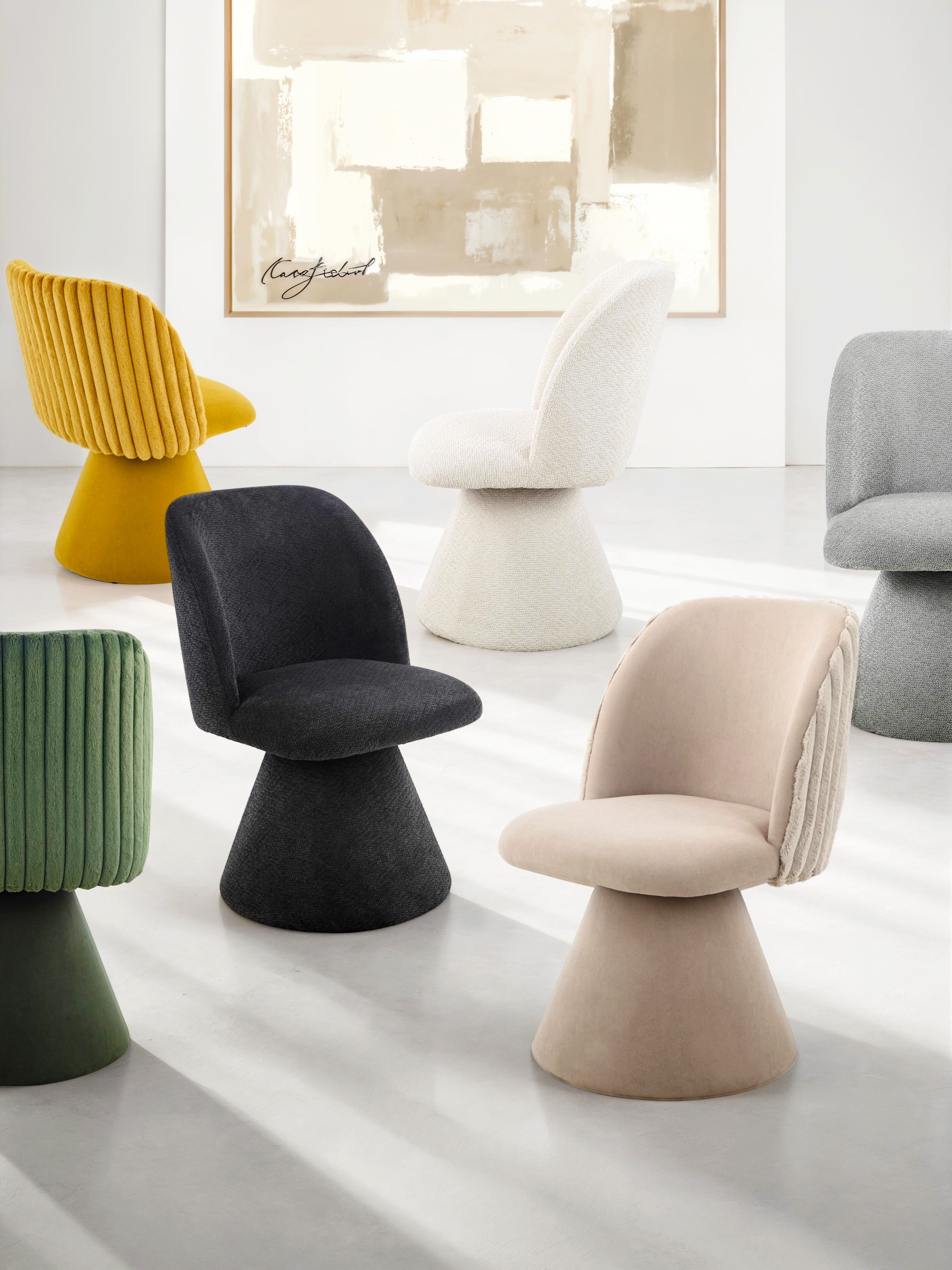 HELA Drehstuhl »BARI« (Set) 2 Stk.360° drehbar, Polsterfuß, Materialkombi, Außen Felloptik Innen Velvet