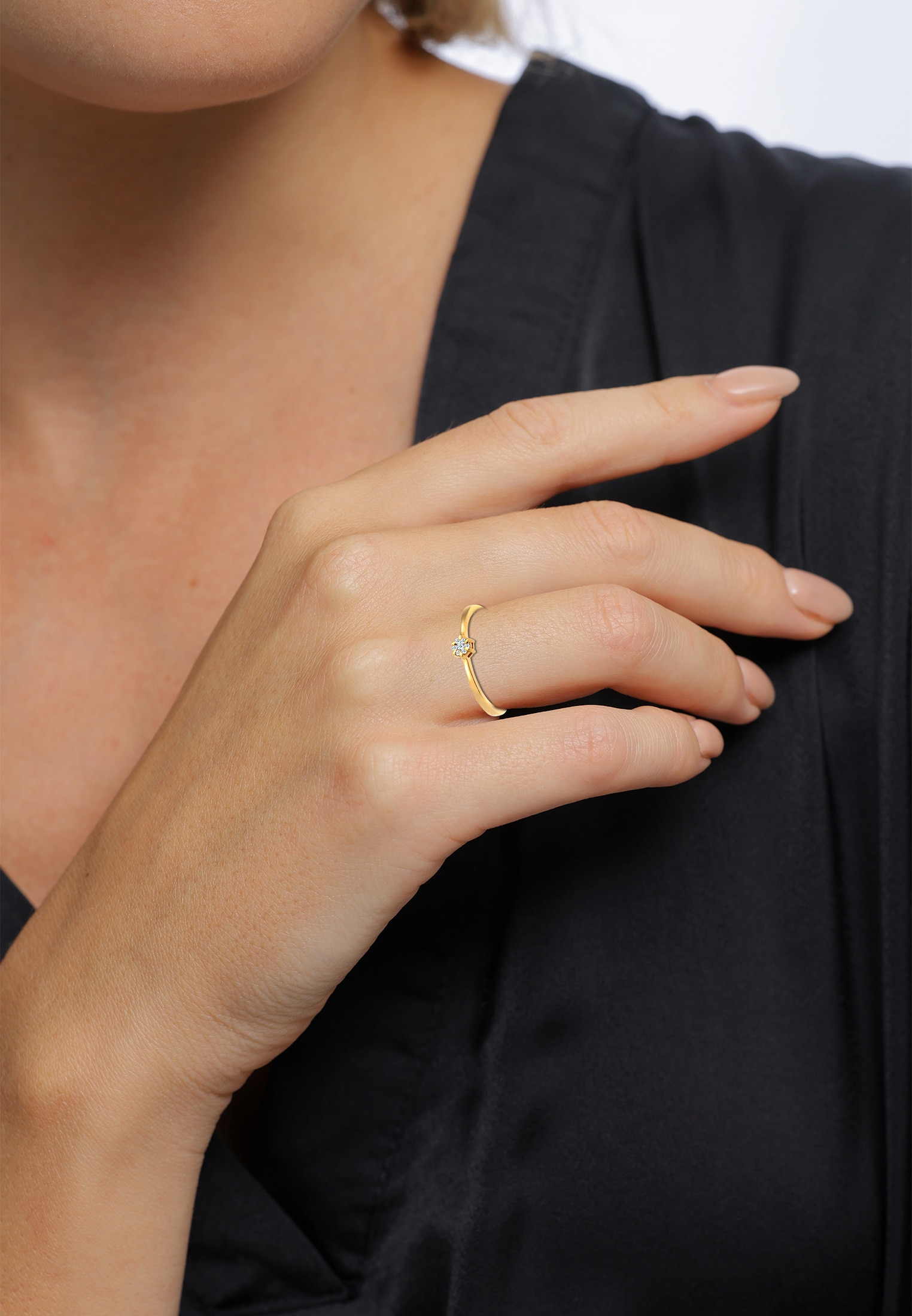 Elli DIAMONDS Verlobungsring »Ring Diamant Weiß Brillantschliff (0.045 ct) 585 Gelbgold«