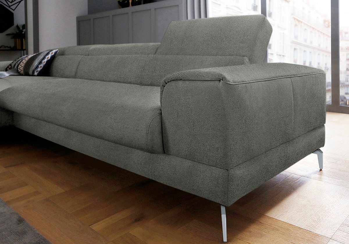 W.SCHILLIG Ecksofa »piedroo, Designsofa mit tollem Sitzkomfort, bequem und elegant, L-Form«, Kopfteilverstellung, wahlweise mit Sitztiefenverstellung, Breite 343cm
