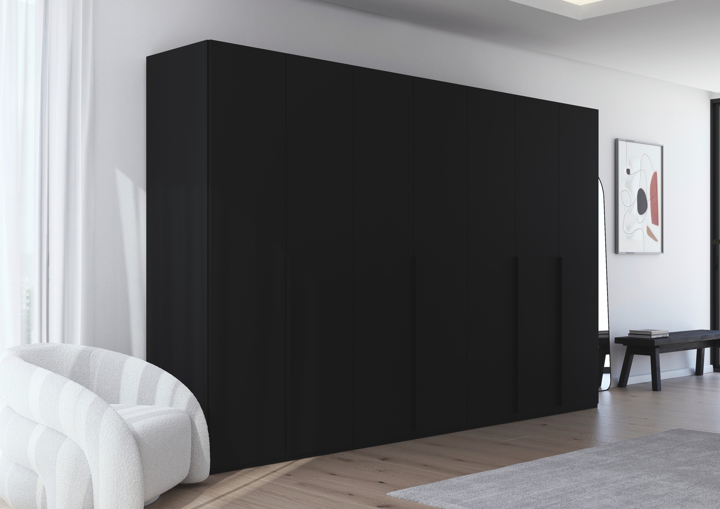 LeGer Home by Lena Gercke Kleiderschrank »Schrank Garderobe Ankleide Schlafzimmer Flur SERINA Eyecatcher«, (in 3 verschiedenen Ausstattungen BASIC/CLASSIC/PREMIUM), in 6 Breiten (101 - 401 cm) mit Front Glas oder Dekor MADE IN GERMANY