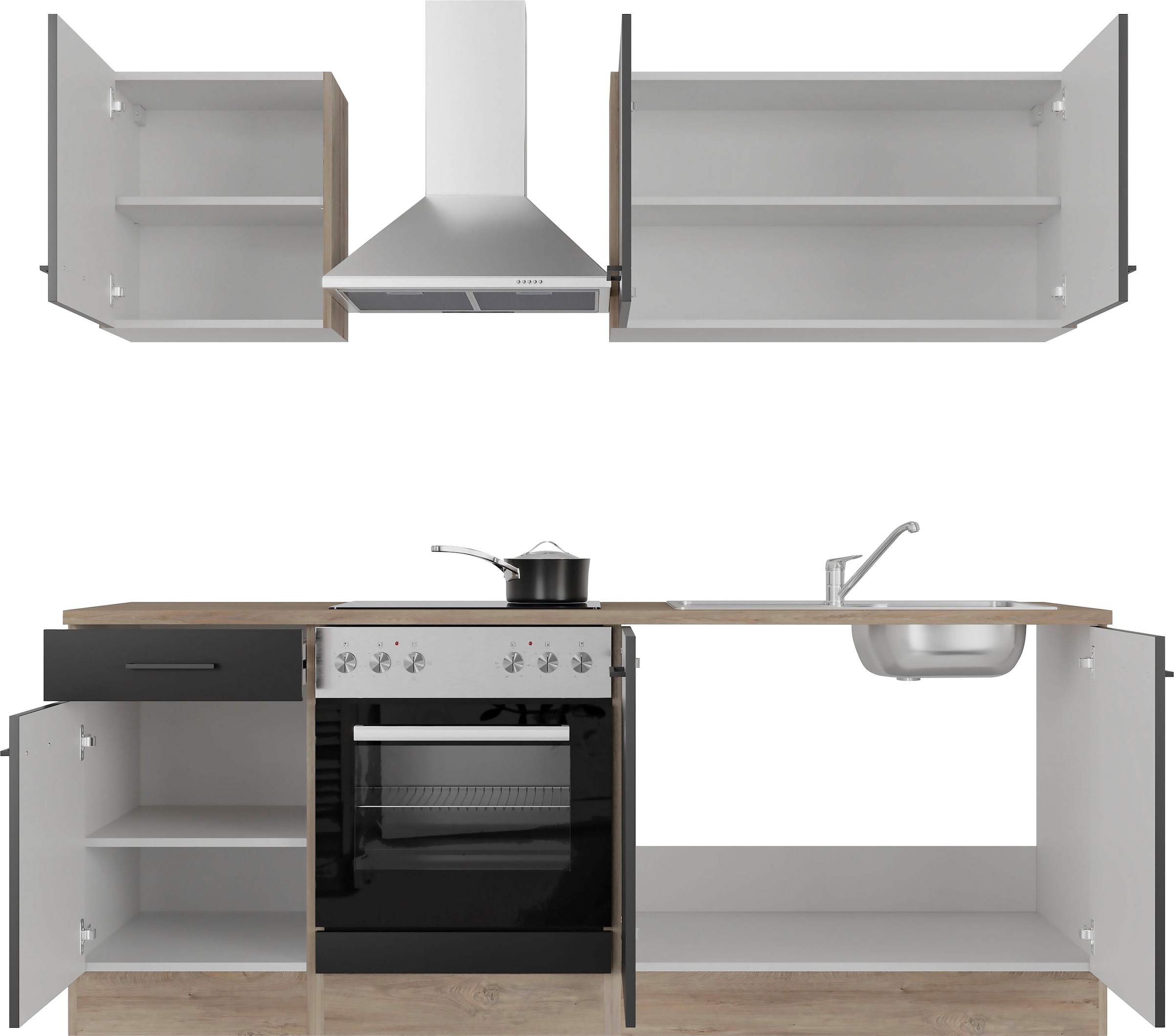 Flex-Well Küchenzeile »Capri«, mit und ohne E-Geräten erhältlich, Gesamtbreite 210 cm