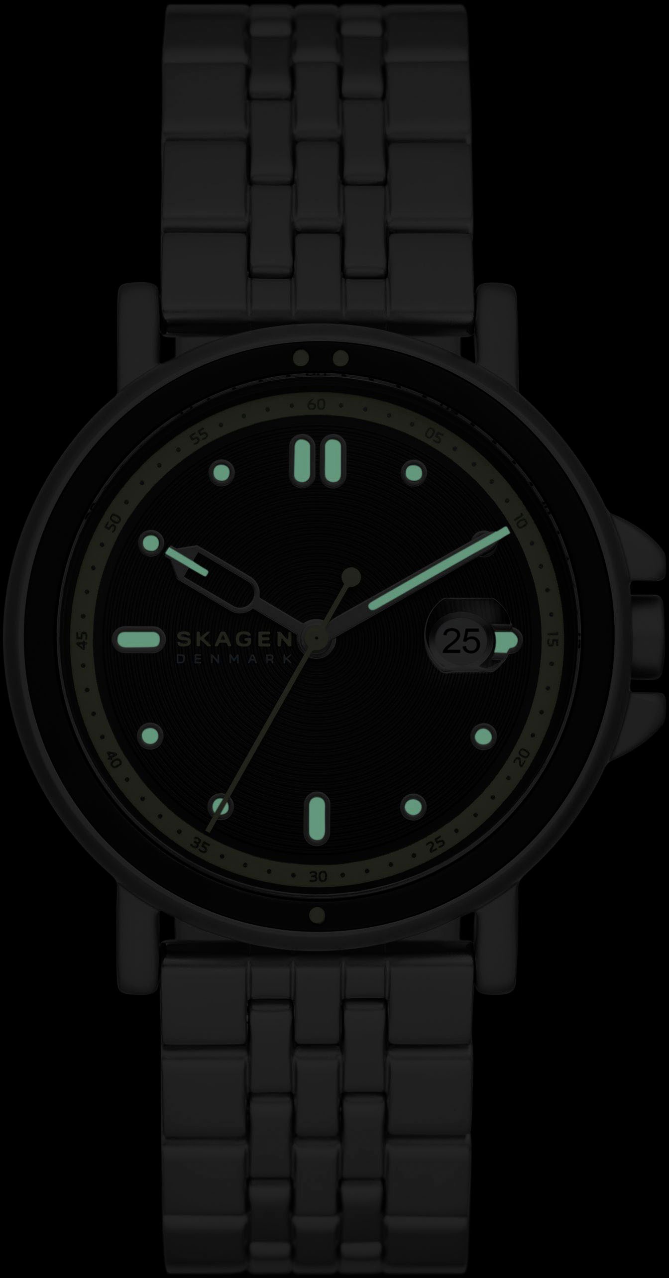 Skagen Quarzuhr »SIGNATUR SPORT«, Armbanduhr, Herrenuhr, Datum, analog, Edelstahlarmband