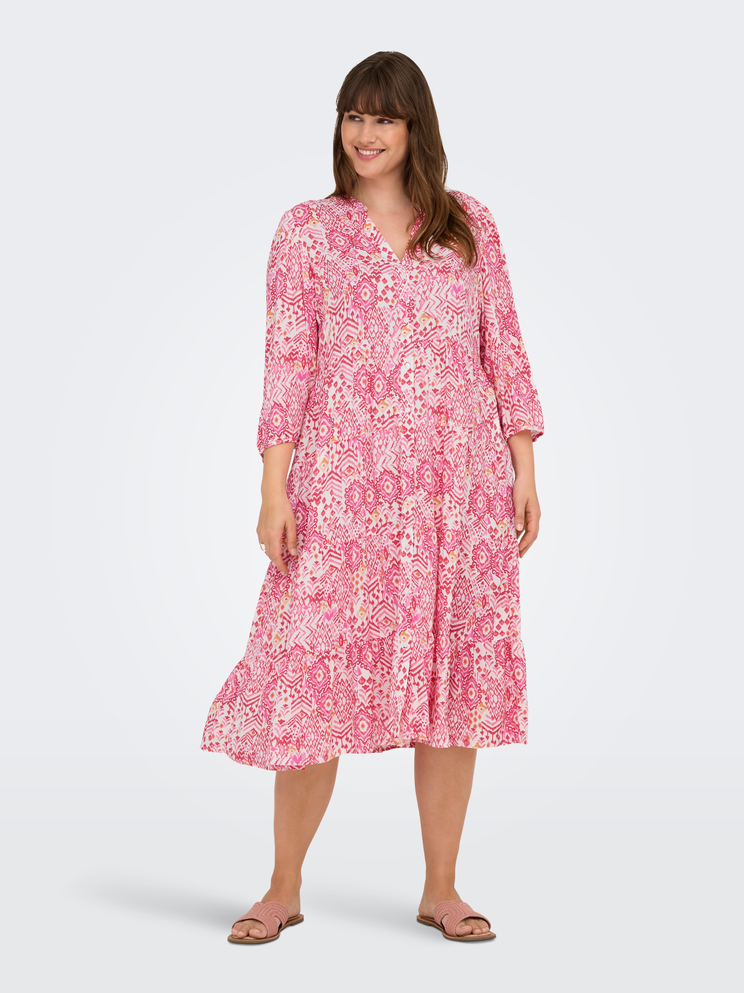 ONLY CARMAKOMA Tunikakleid »CARMILANA 3/4 DRESS WVN NOOS«, Sommerkleid