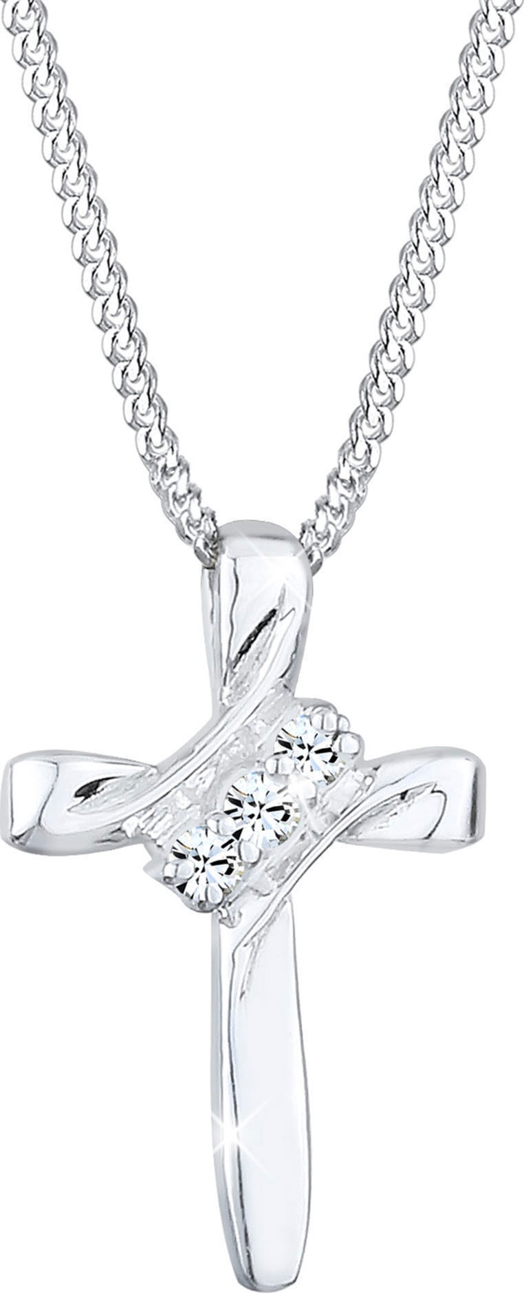 Elli Kette mit Anhänger »Kreuz Schmuck Geschenk, 0112292713«, mit Glasstein