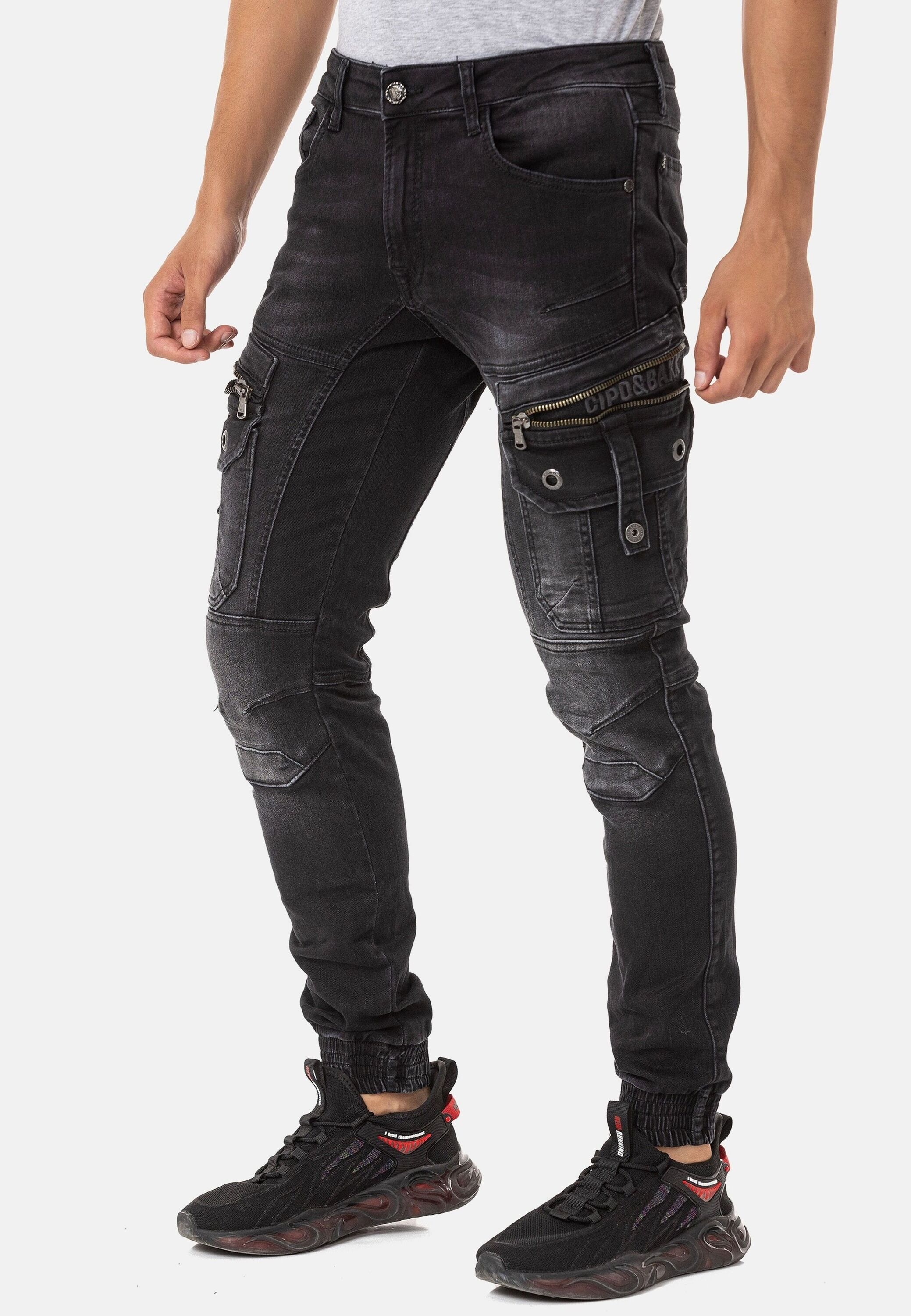 Cipo & Baxx Regular-fit-Jeans »Cipo & Baxx Jeans« mit trendigen Cargotaschen, CD-845