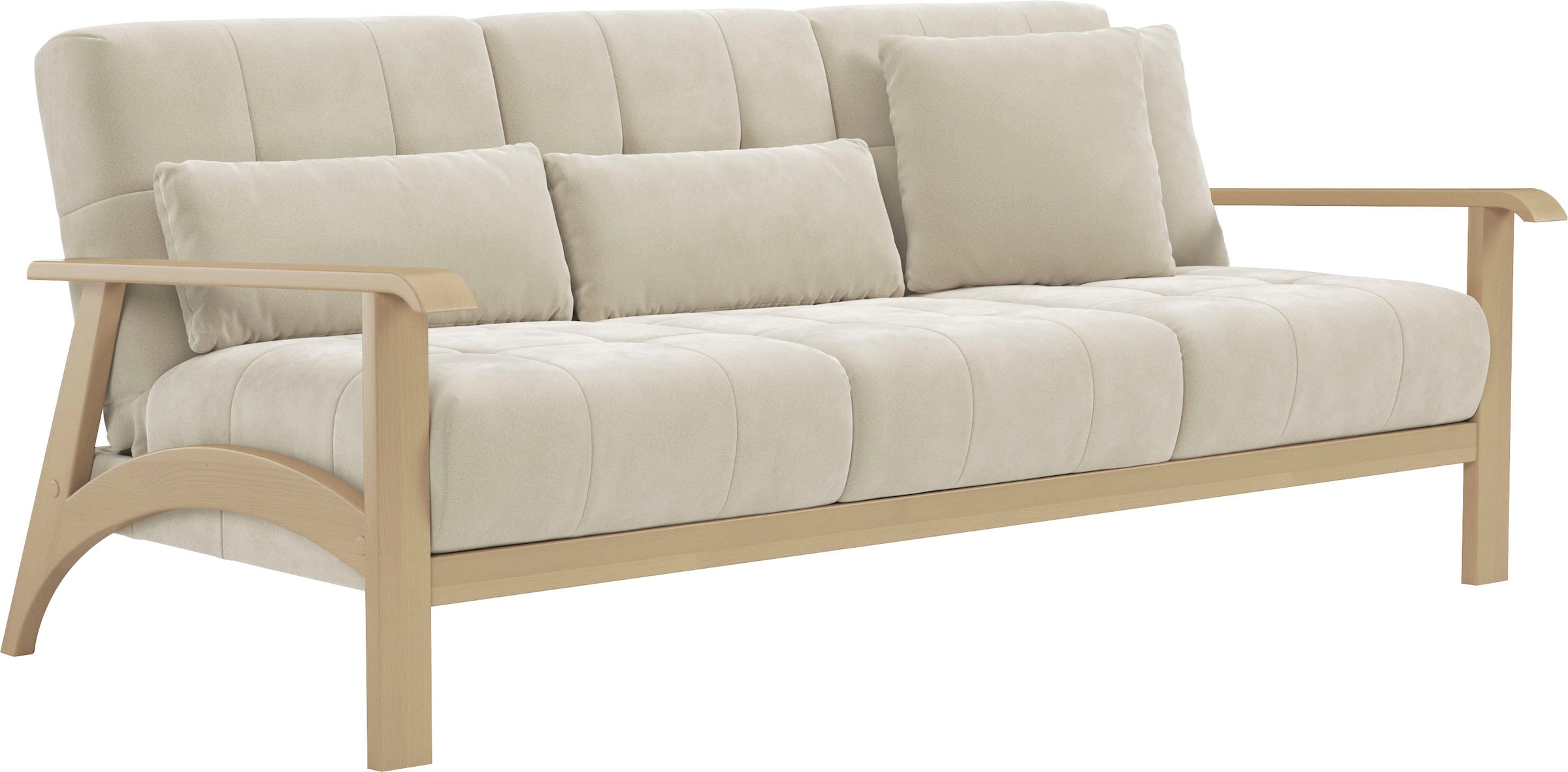sit&more 3-Sitzer »Billund«, Armlehnen aus Buchenholz in natur, verschiedene Bezüge und Farben