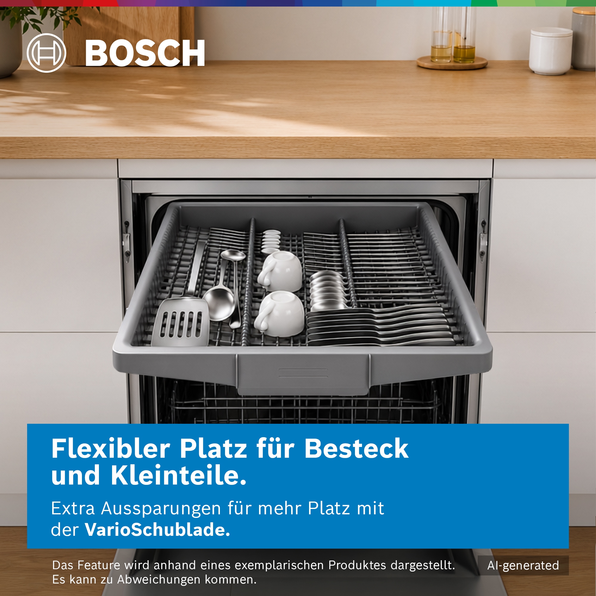 BOSCH Unterbaugeschirrspüler Serie 2 »SMU2HVS06E« 14 Maßgedecke Smarter Smart Start & flexibler, höhenverstellbarer Rackmatic-Korb