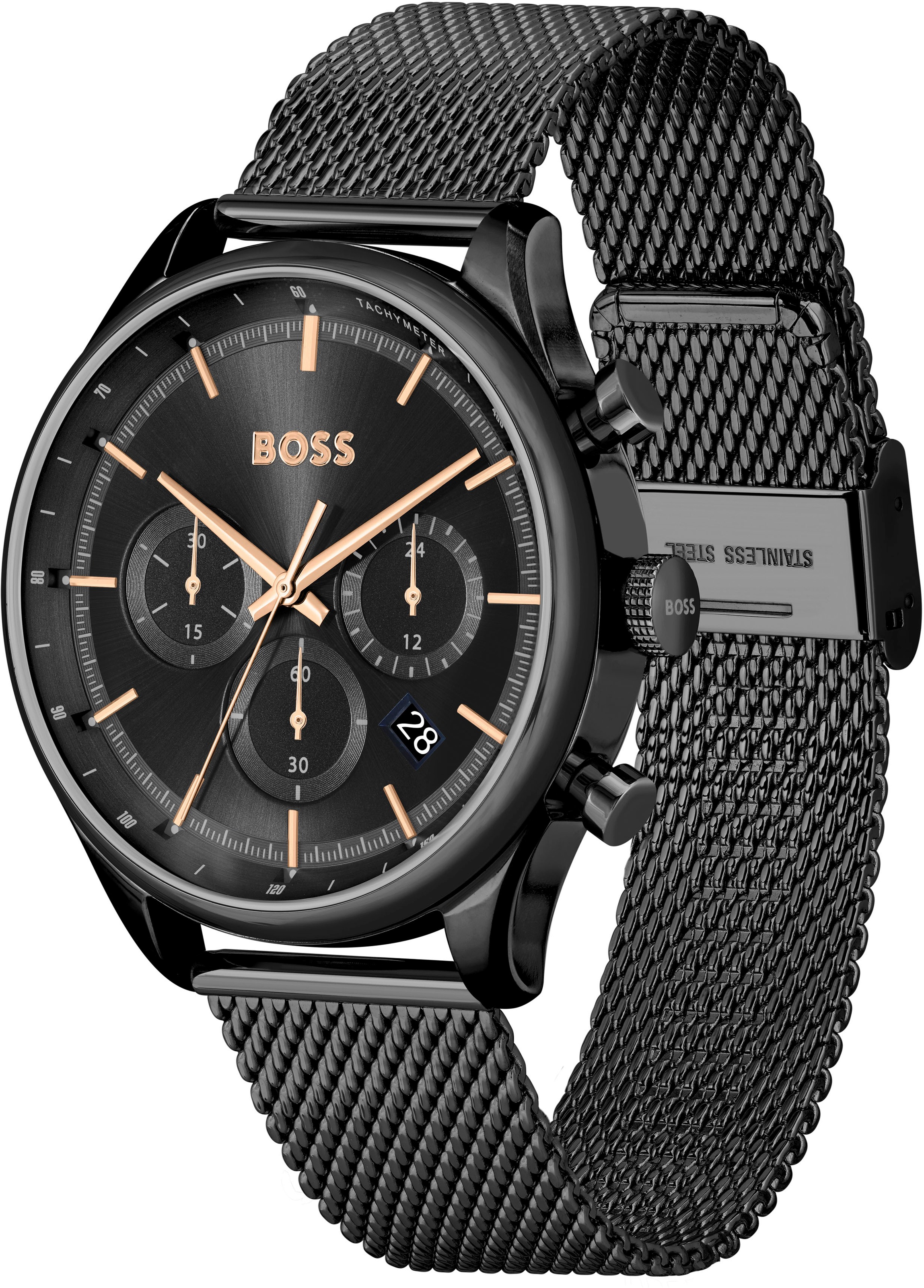 BOSS Chronograph »GREGOR«, Quarzuhr, Herrenuhr, Armbanduhr, Stoppfunktion, Edelstahlarmband