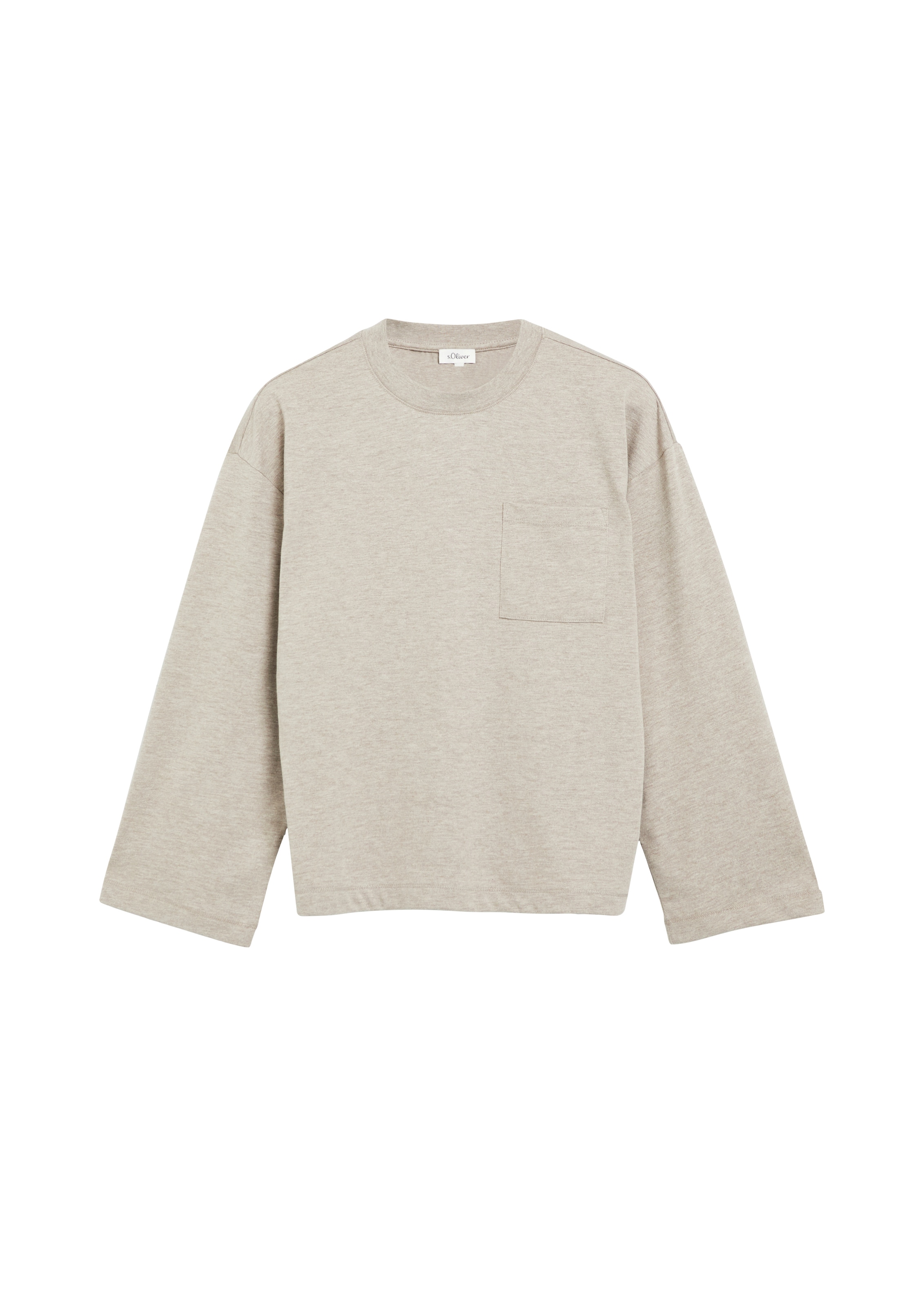 s.Oliver Rundhalsshirt Langarmshirt / Sweatshirt mit Brusttasche / Weite Arme