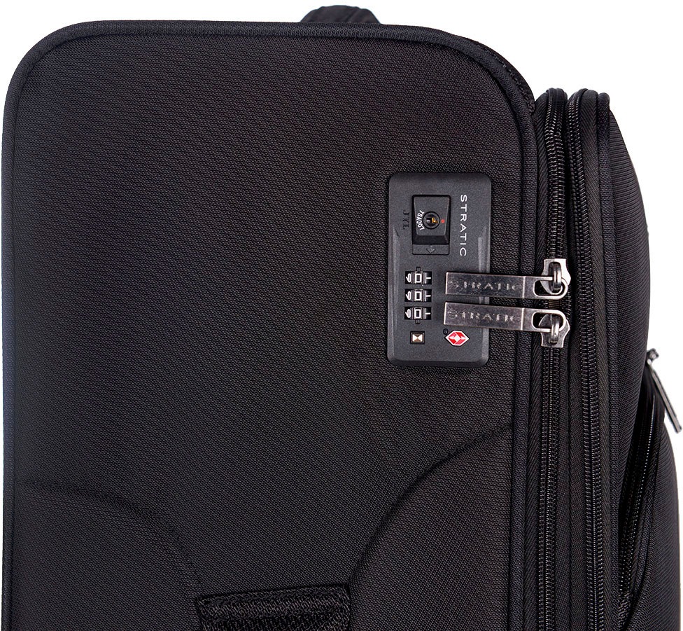 Stratic Weichgepäck-Trolley »Mix L, black«, 4 Rollen, Reisekoffer großer Koffer Aufgabegepäck TSA-Zahlenschloss