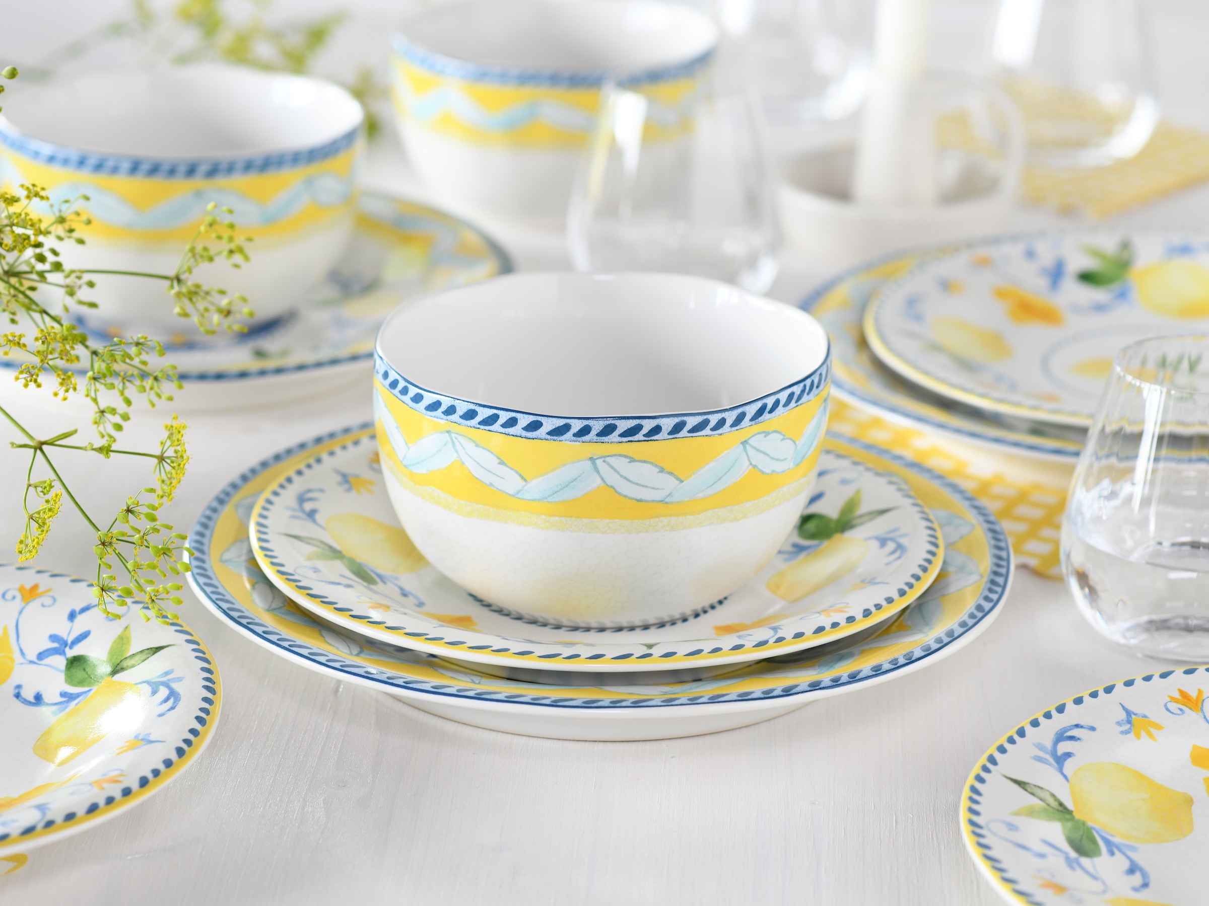 CreaTable Teller-Set »Lemona, Teller Set 12-tlg« Handgemalte italienische Keramik