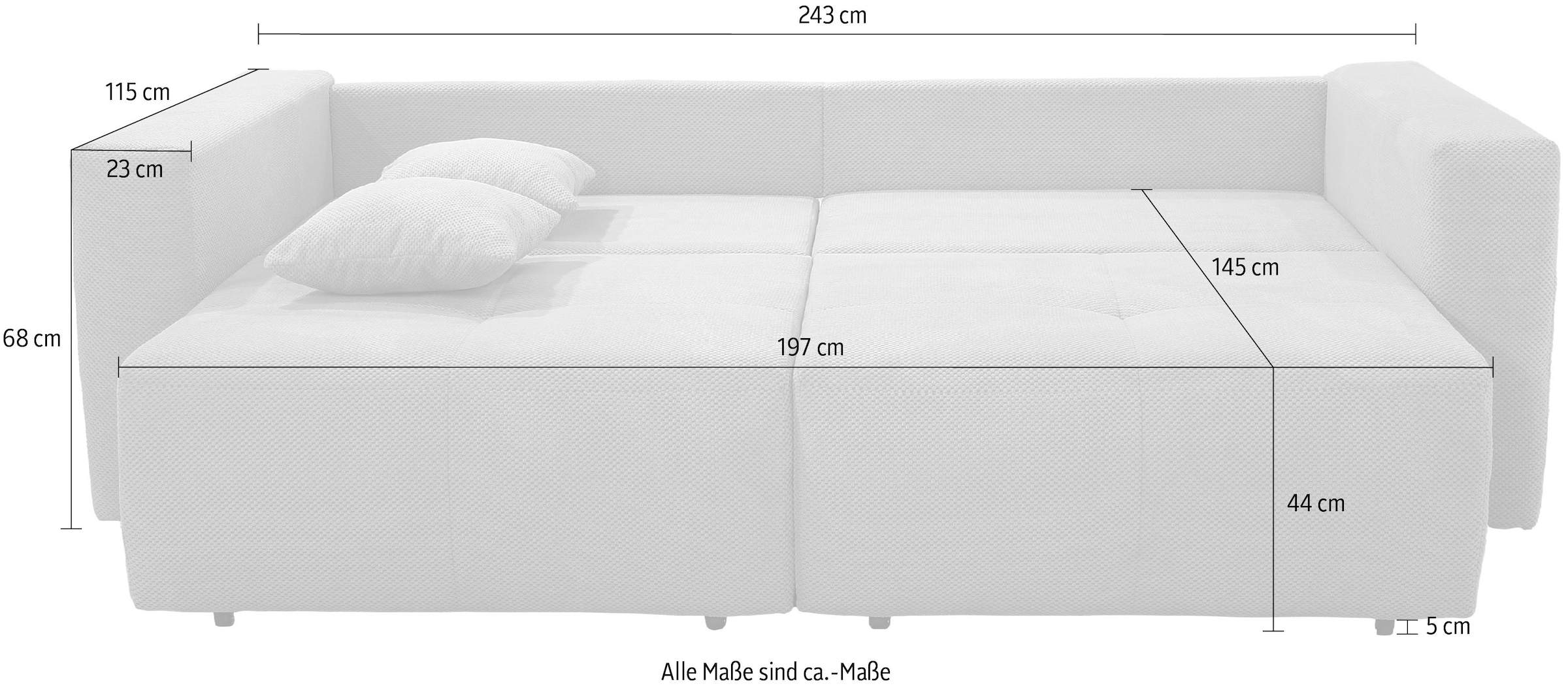 Jockenhöfer Gruppe Big-Sofa »Relax«, Gästebettfunktion, Bettkasten, Sitzelemente einzeln ausziehbar