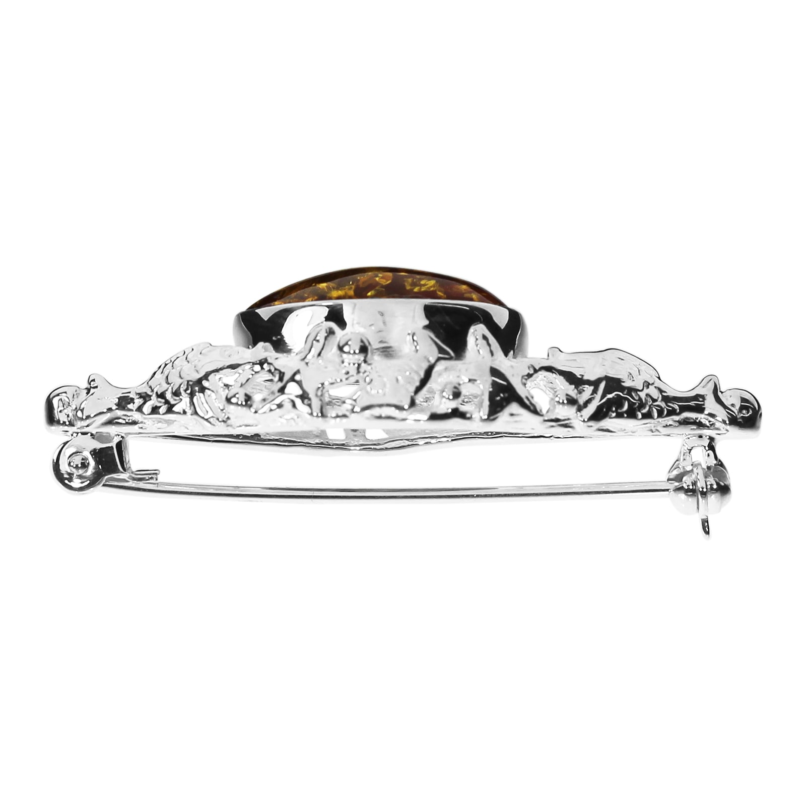 OSTSEE-SCHMUCK Brosche »- Fischland 43x18 mm - Silber 925/000 - Bernstein«