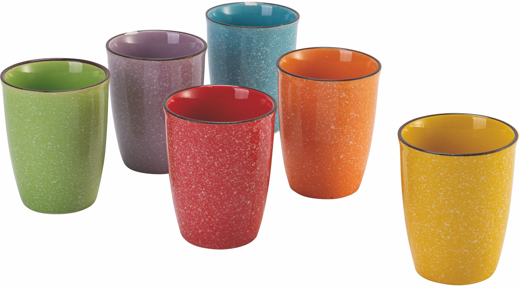 Villa d'Este Becher »Baita - Sprenkelopitk mit braunem Rand«, (Set, 6 tlg.), Becher-Set 320 ml, 6-teilig