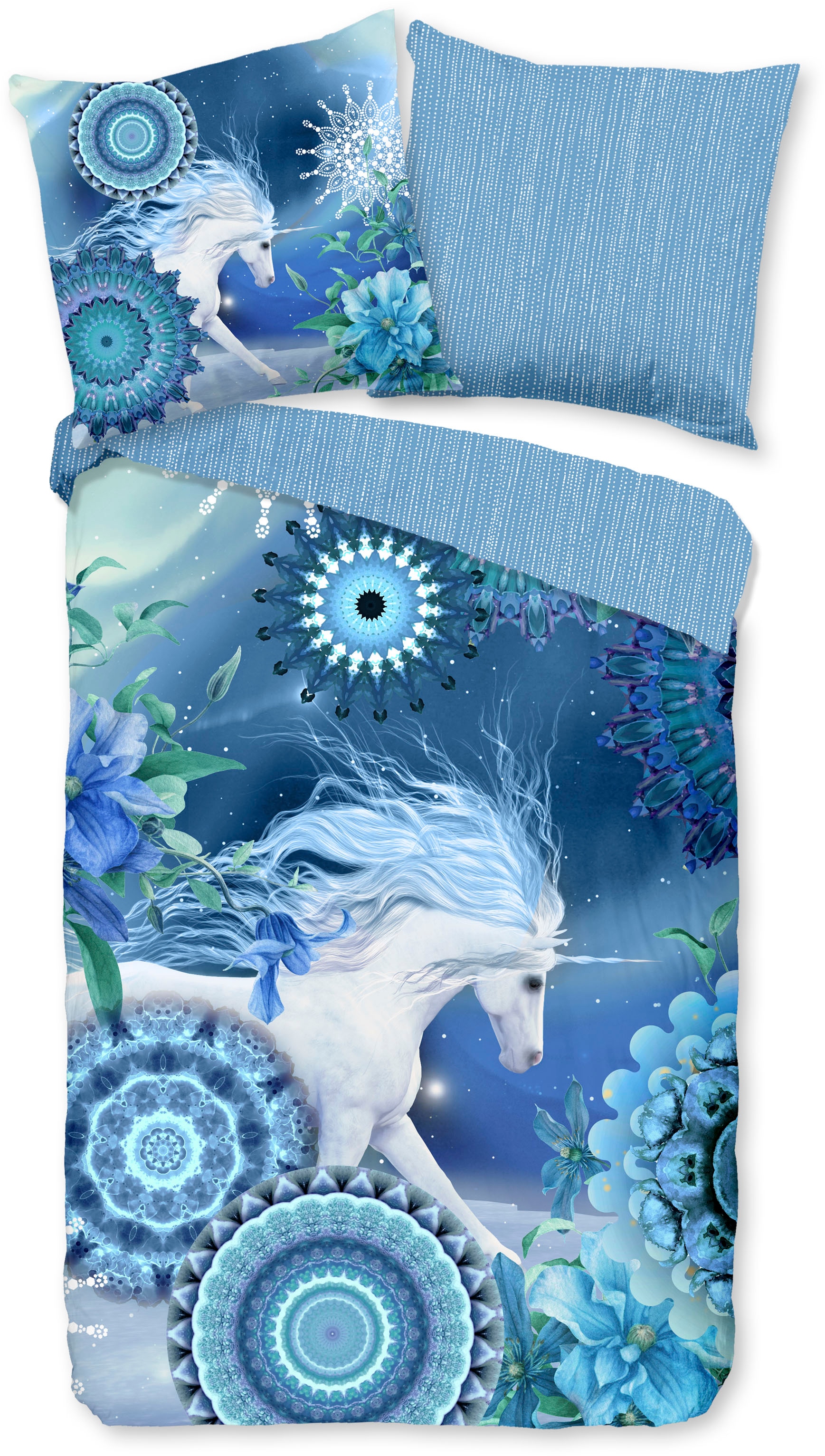 hip Wendebettwäsche »Lumi«, Biber, 135x200, Warm, Weich, Wendeoptik, Reißverschluss, Winter, Blau