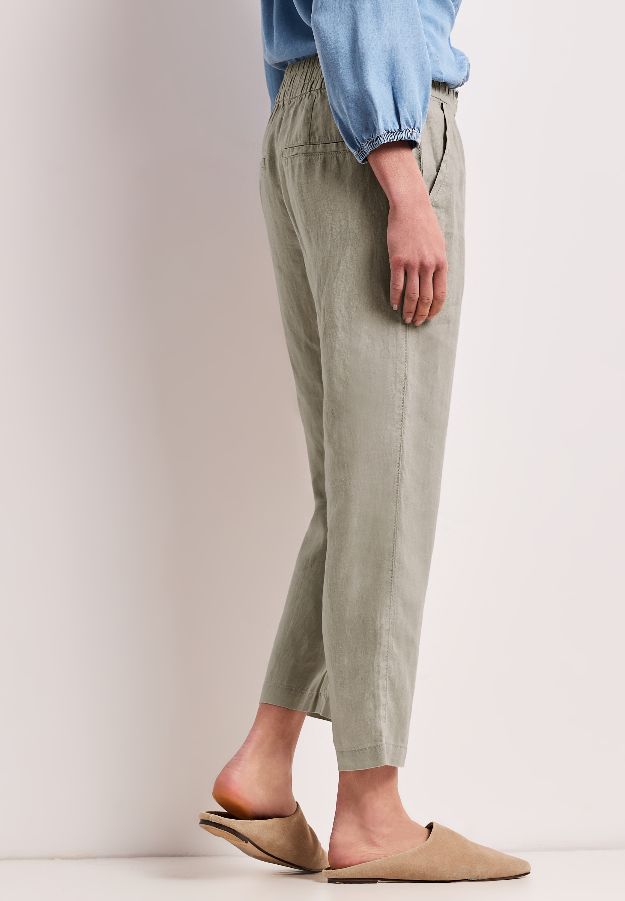 STREET ONE Leinenhose »Style Bonny«  Slim Leg Hose aus Leinen mit Schnalle