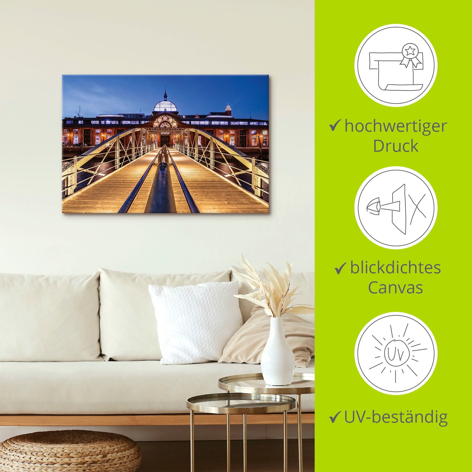 Artland Wandbild »Fischmarkt Hamburg«, Hamburg, (1 St.), als Alubild, Outdoorbild, Leinwandbild, Wandaufkleber, versch. Größen