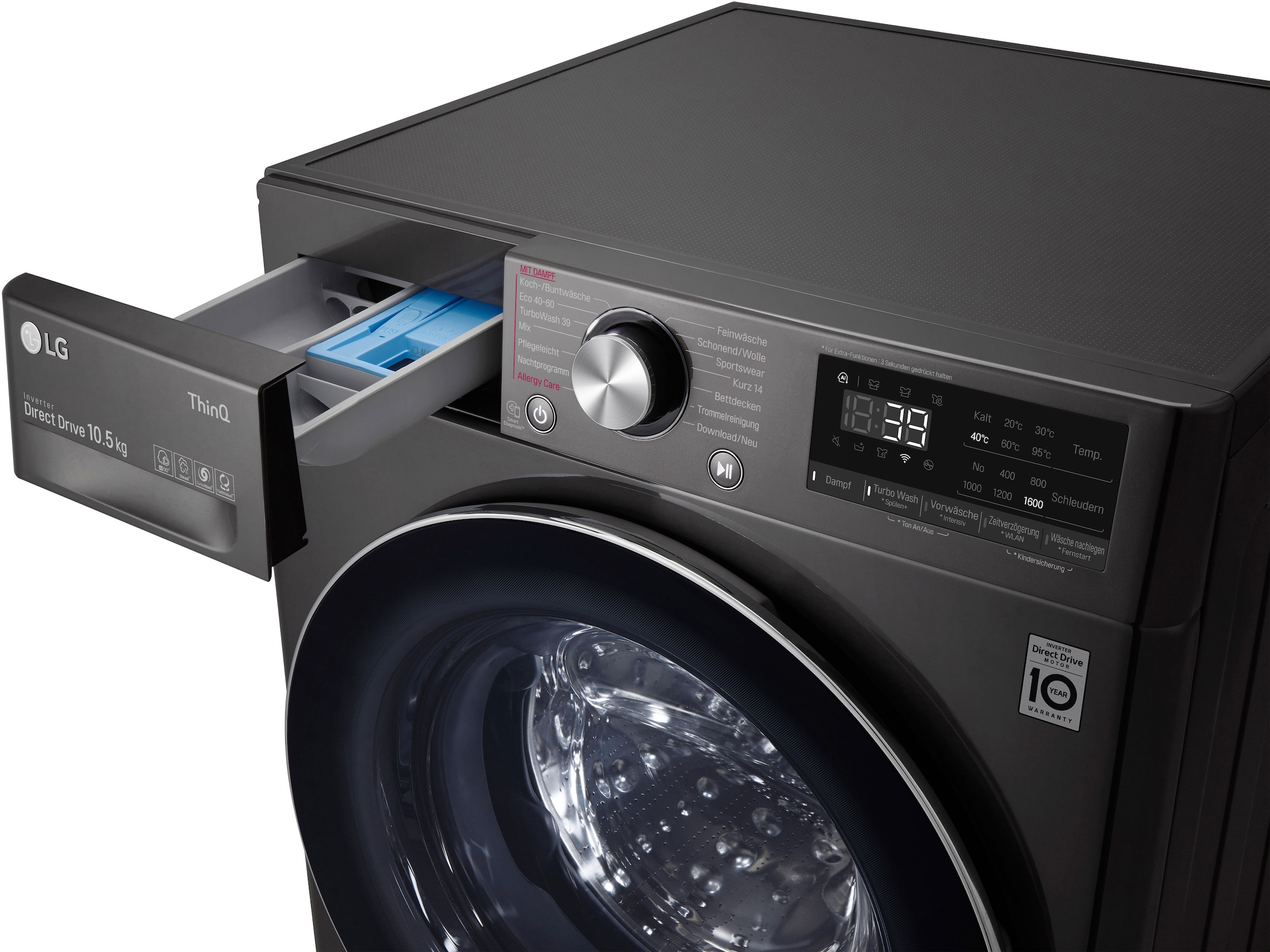 LG Waschmaschine »F6WV710P2S«, nur OTTO Waschen in im - 1600 39 F6WV710P2S, 10,5 kg, TurboWash® Online Shop Minuten U/min,