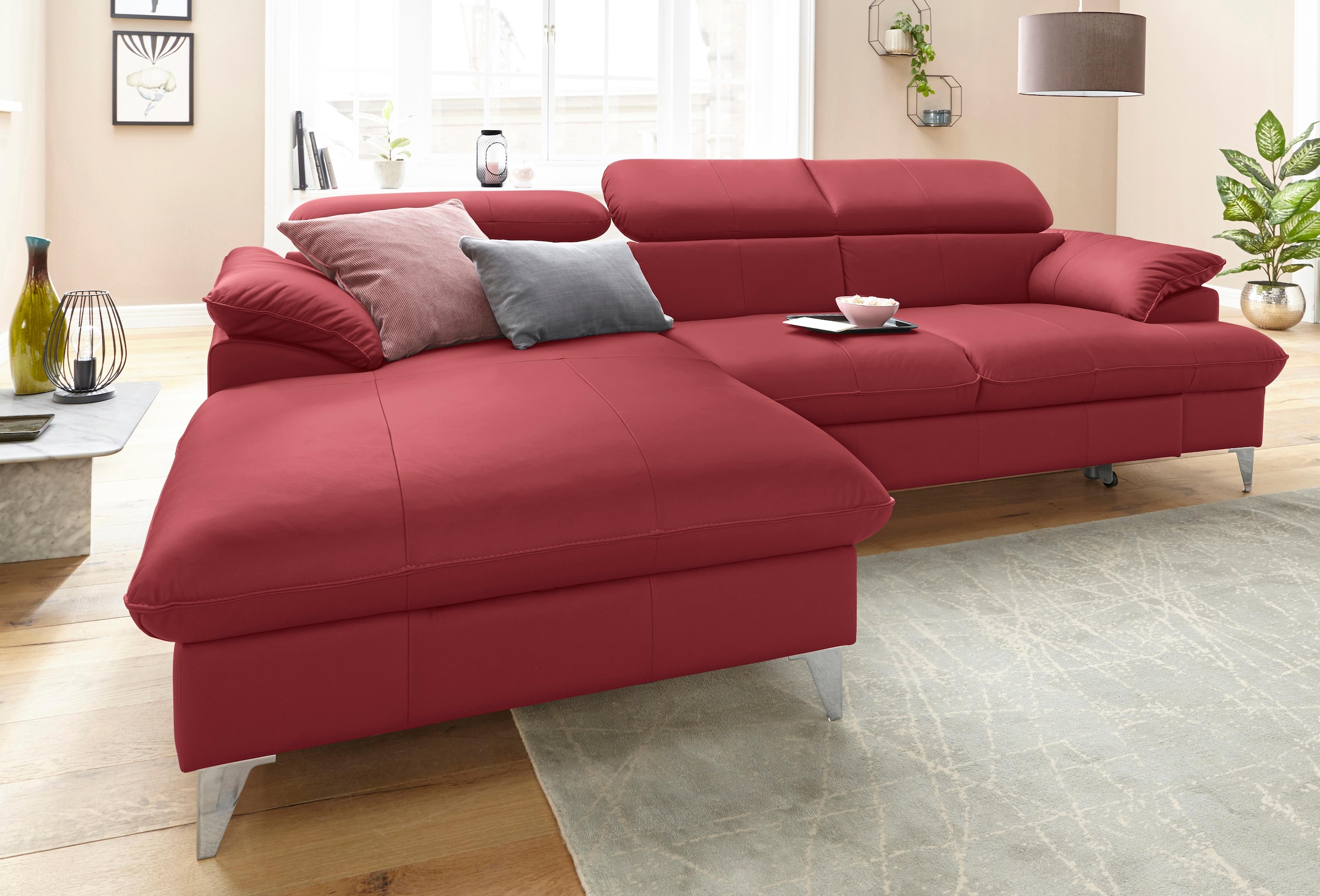 COTTA Ecksofa »Caluso L-Form«, inklusive Kopfteilverstellung, wahlweise mit Bettfunktion
