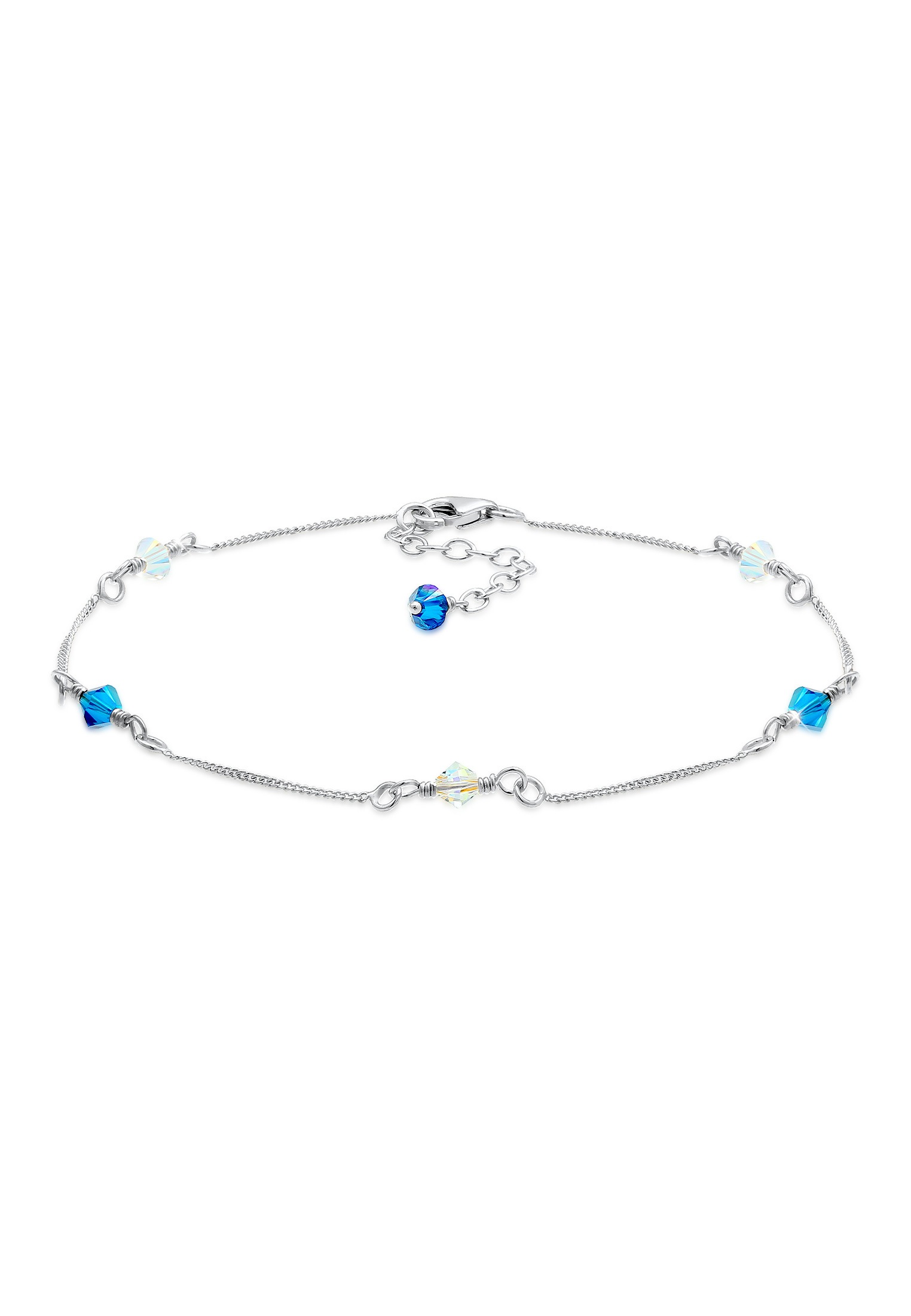 Elli Fußkette »Fußschmuck Basic Strand Bead Kristalle 925 Silber«
