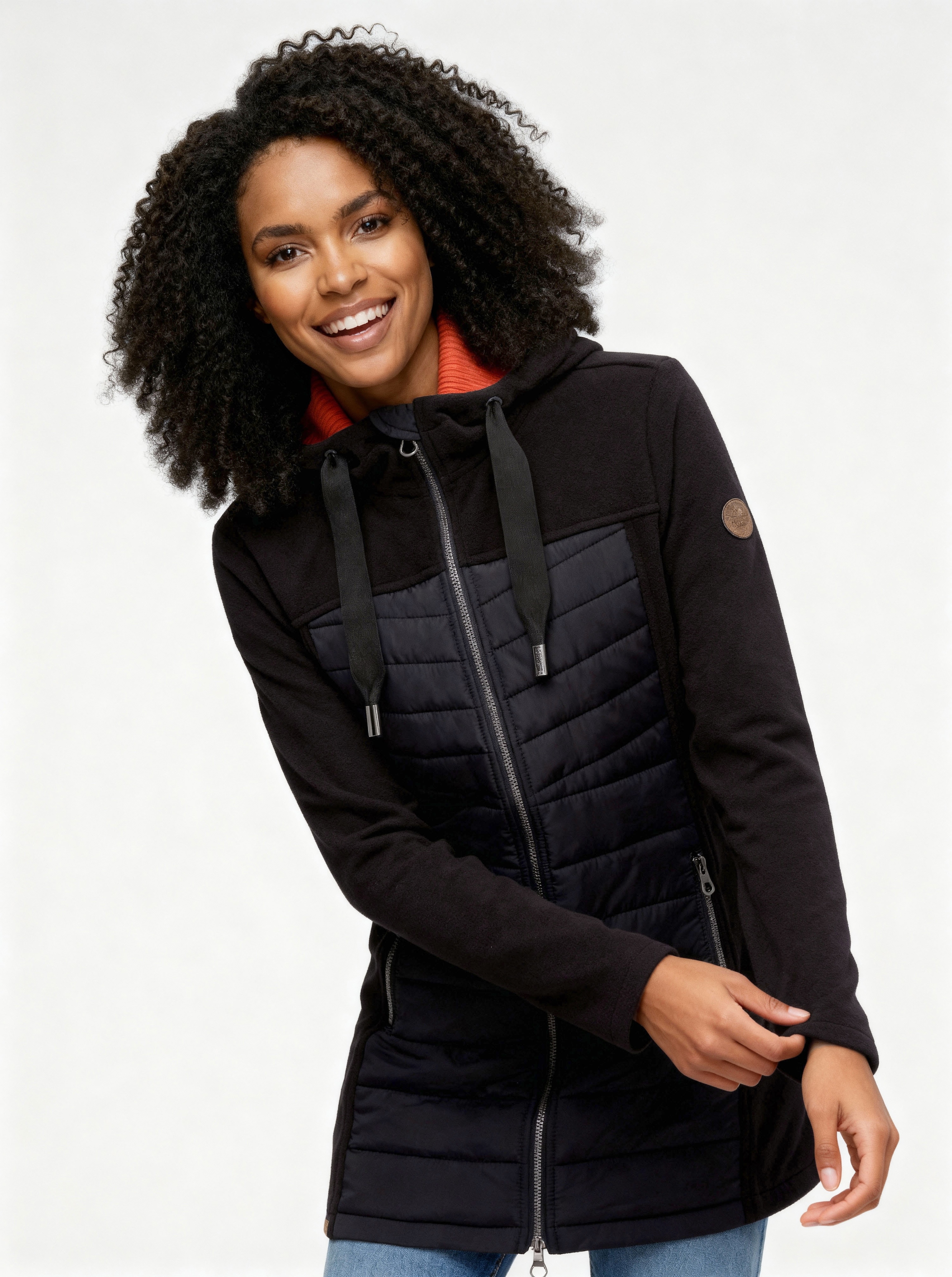 KangaROOS Langjacke mit Kapuze Hybridjacke - Fleecejacke mit wattierten Bereichen