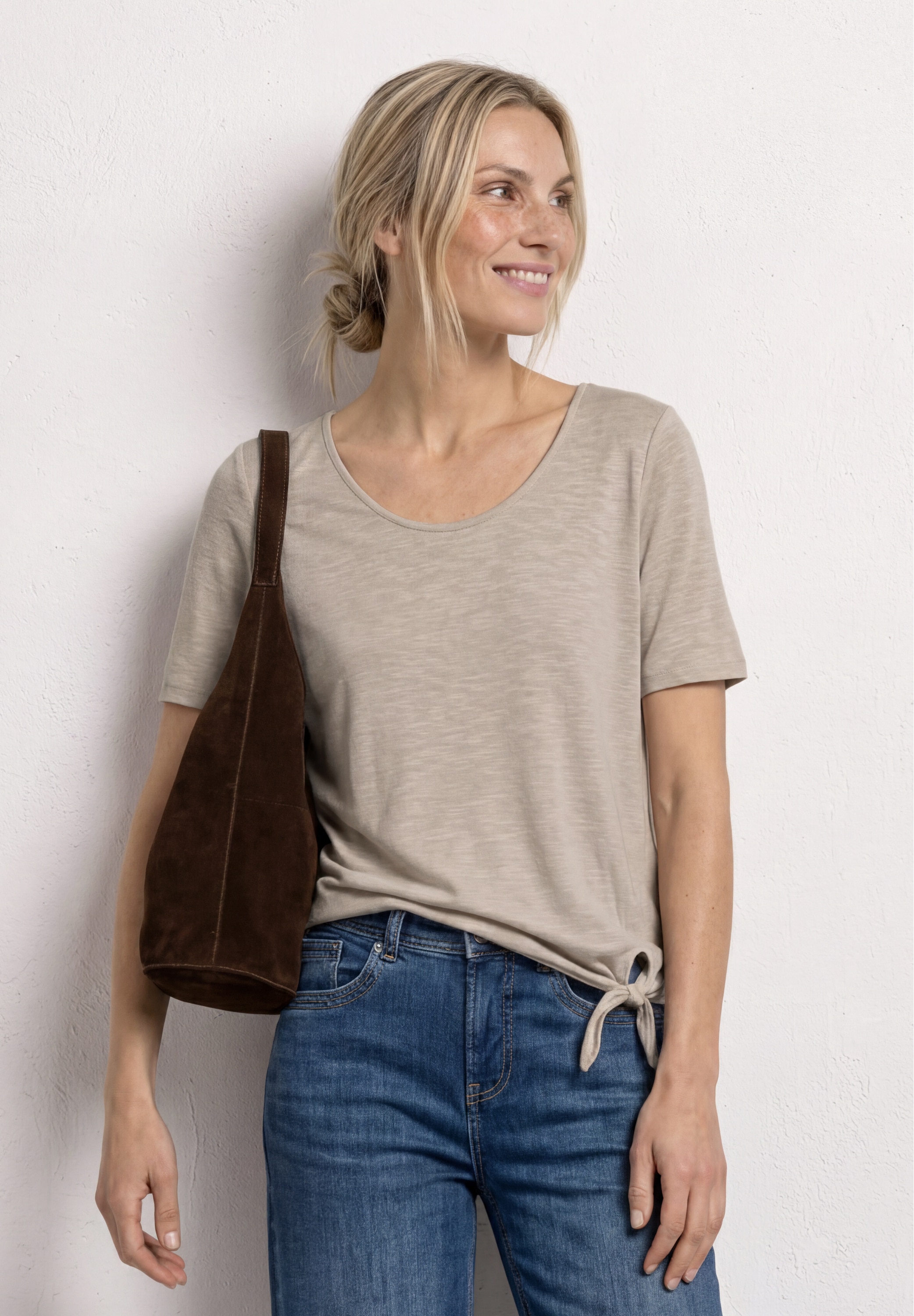 STREET ONE Kurzarmshirt Sommershirt mit Knotendetail
