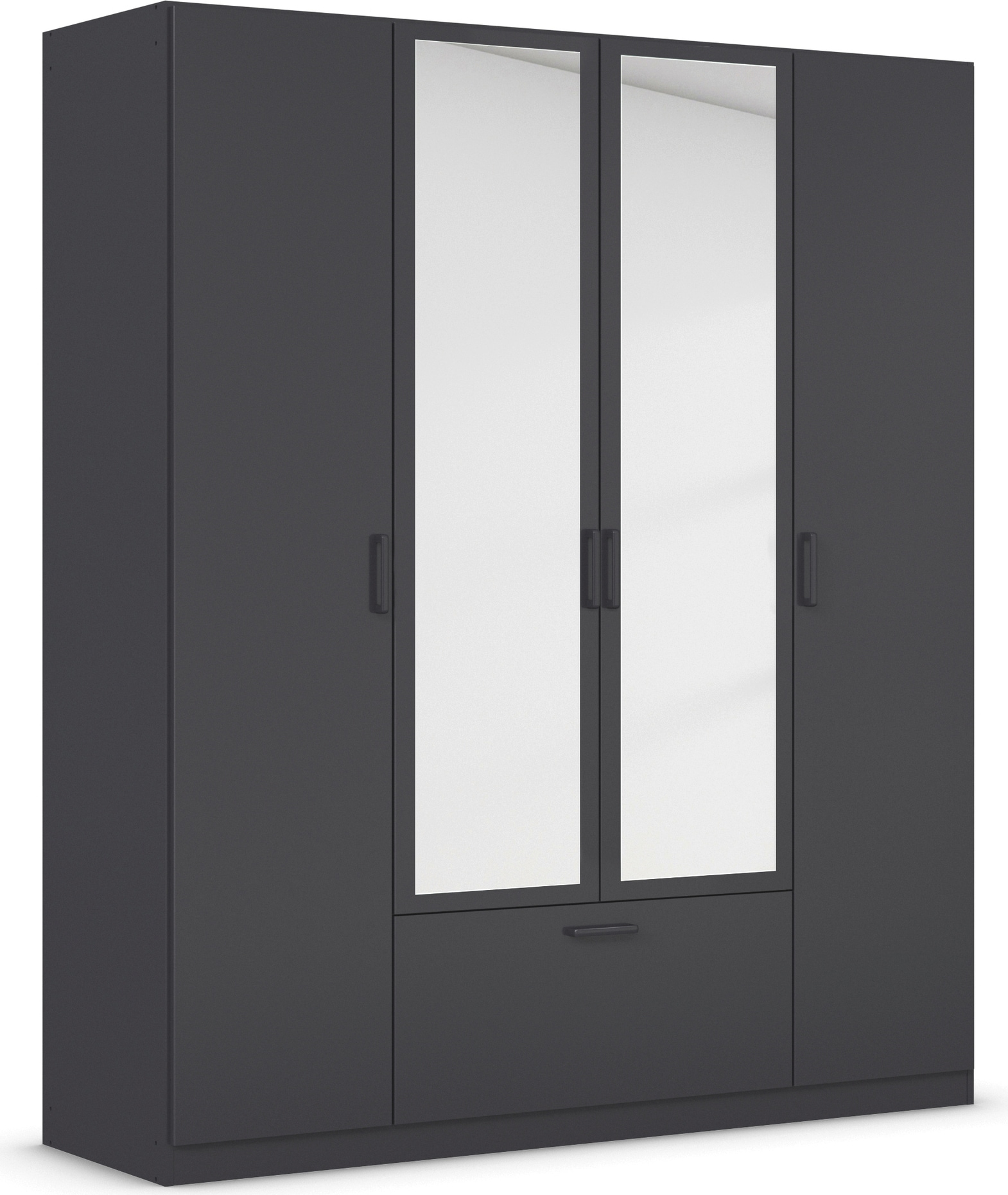 rauch Drehtürenschrank »Kleiderschrank Schrank Garderobe Wäscheschrank BARI mit Spiegel« mit Schubasten mittig, moderner Griff in Graumetallic MADE IN GERMANY
