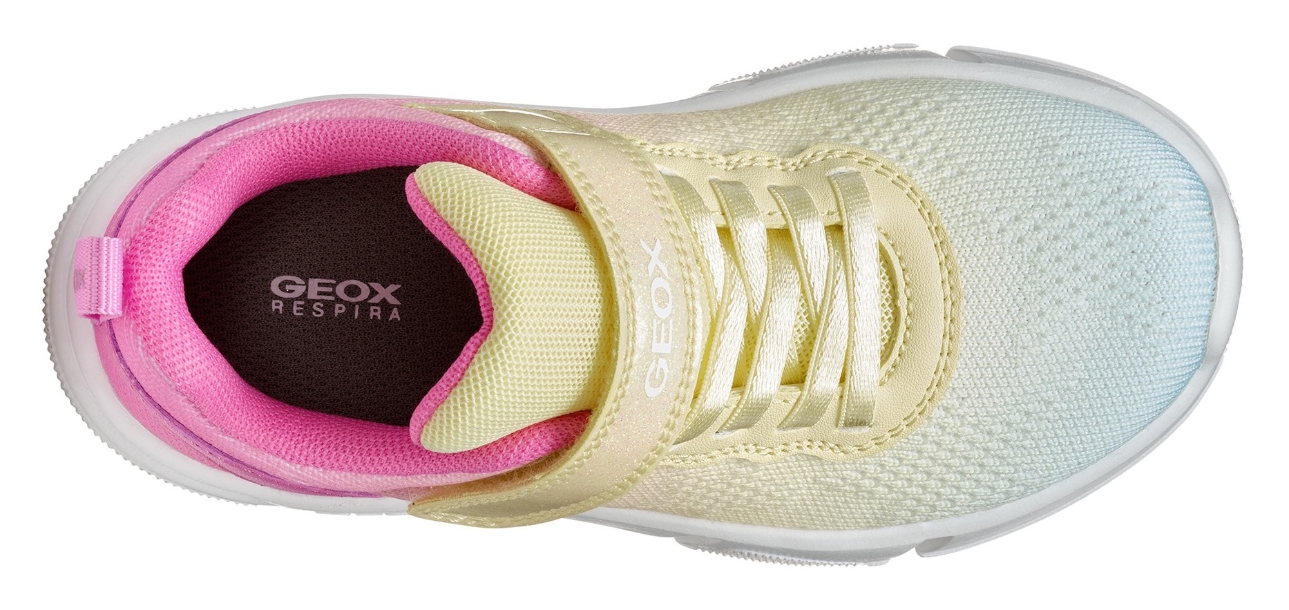 Geox Sneaker »J ARIL GIRL«, Knitwear Sneaker, Klettschuh mit glitzerndem Klettriegel