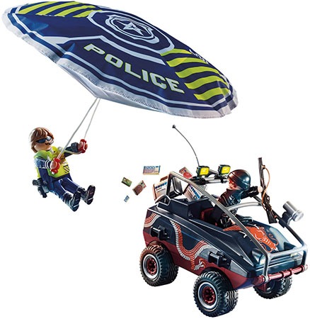 Playmobil® Konstruktions-Spielset »Polizei-Fallschirm: Verfolgung des Amphibien-Fahrzeugs (70781)«, (80 St.), City Action