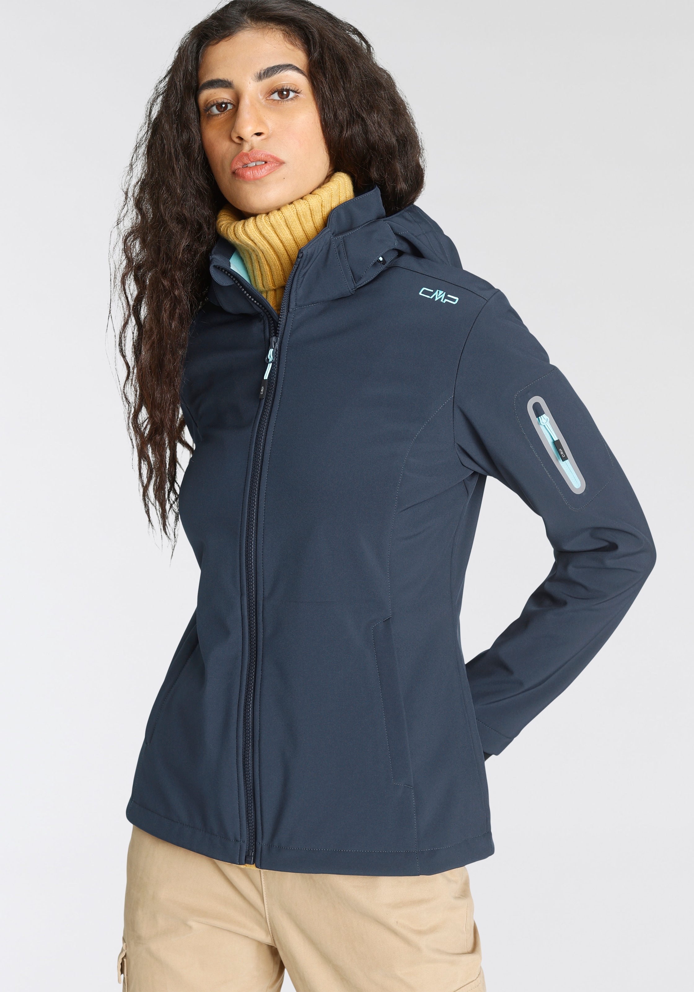 CMP Softshelljacke, mit Kapuze, Winddicht & Wasserabweisend & Atmungsaktiv