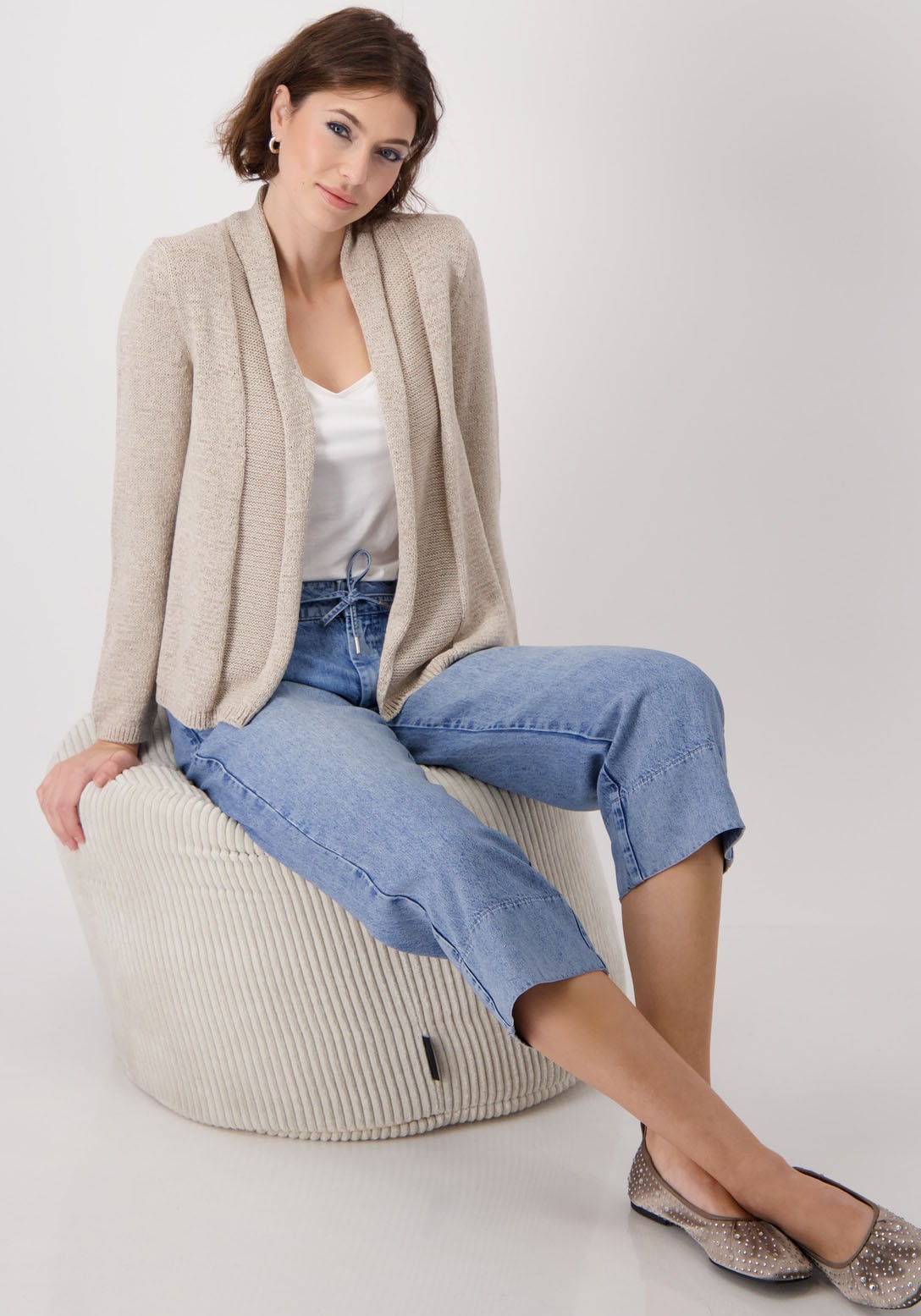 Monari Strickjacke, mit Umschlagkante